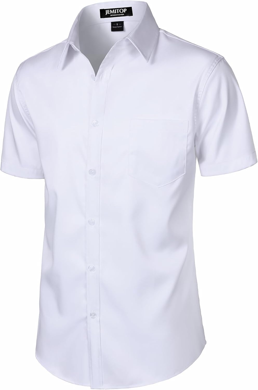 JEMITOP Men's Stretch Slim Fit Dress Shirts Formal Wedding Prom Short Sleeve Button Down Shirt with Pocket