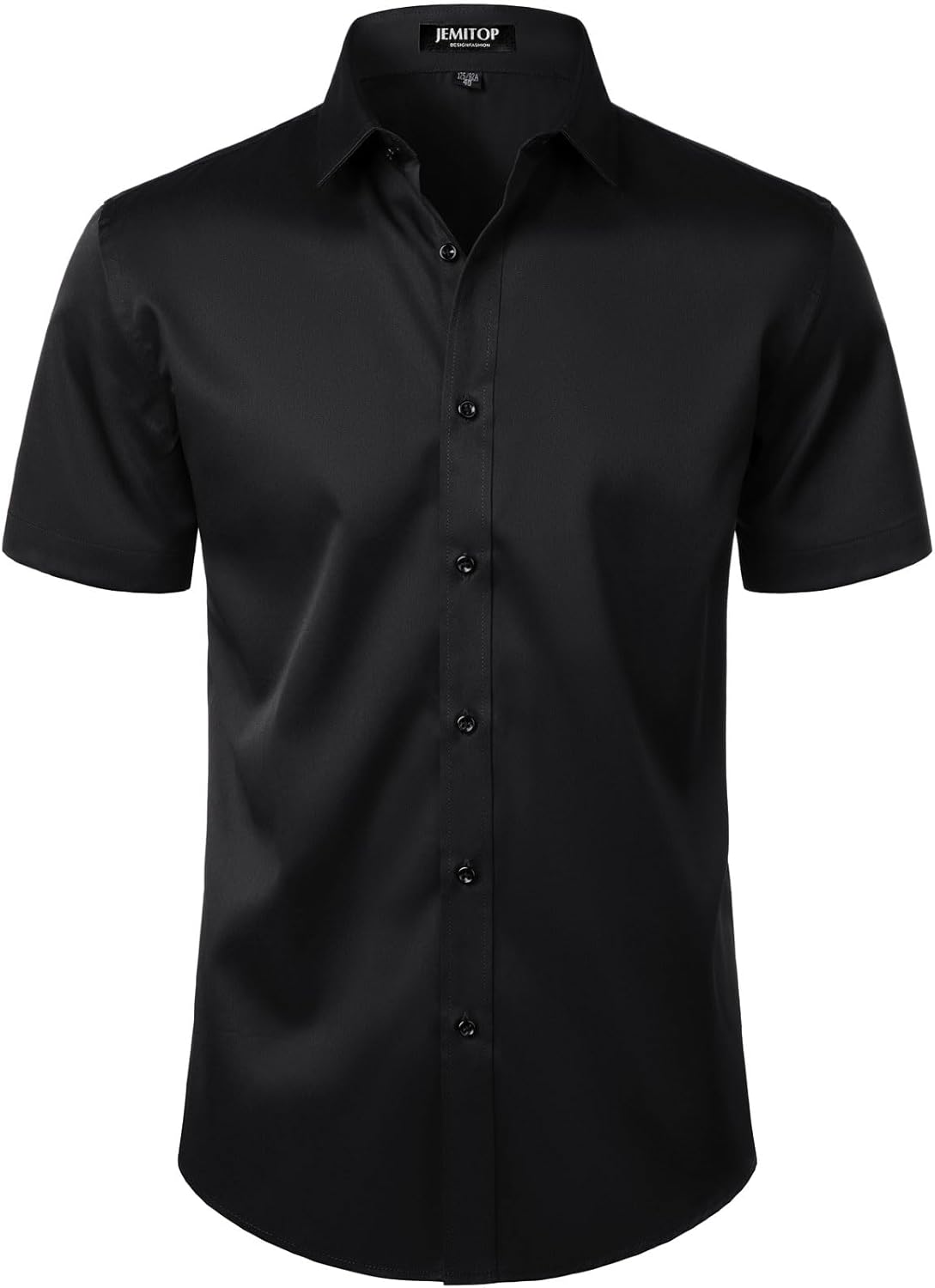 JEMITOP Men's Stretch Wrinkle Free Dress Shirts Formal Wedding Prom Short Sleeve Slim Fit Button Down Shirt