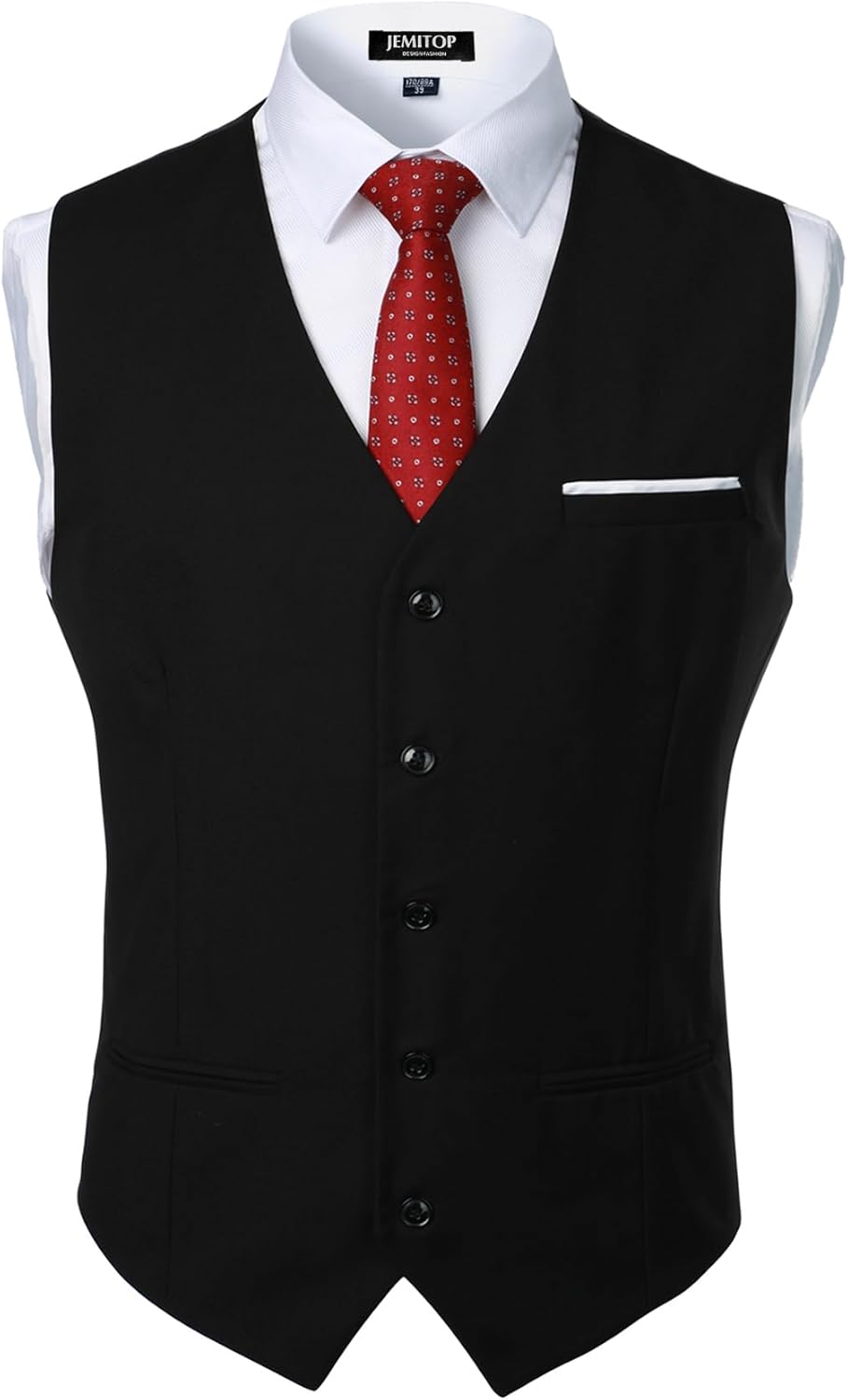 JEMITOP Men's Classic Slim Fit Dress Vest Formal Wedding Prom Tuxedo Suit Vest with Pocket
