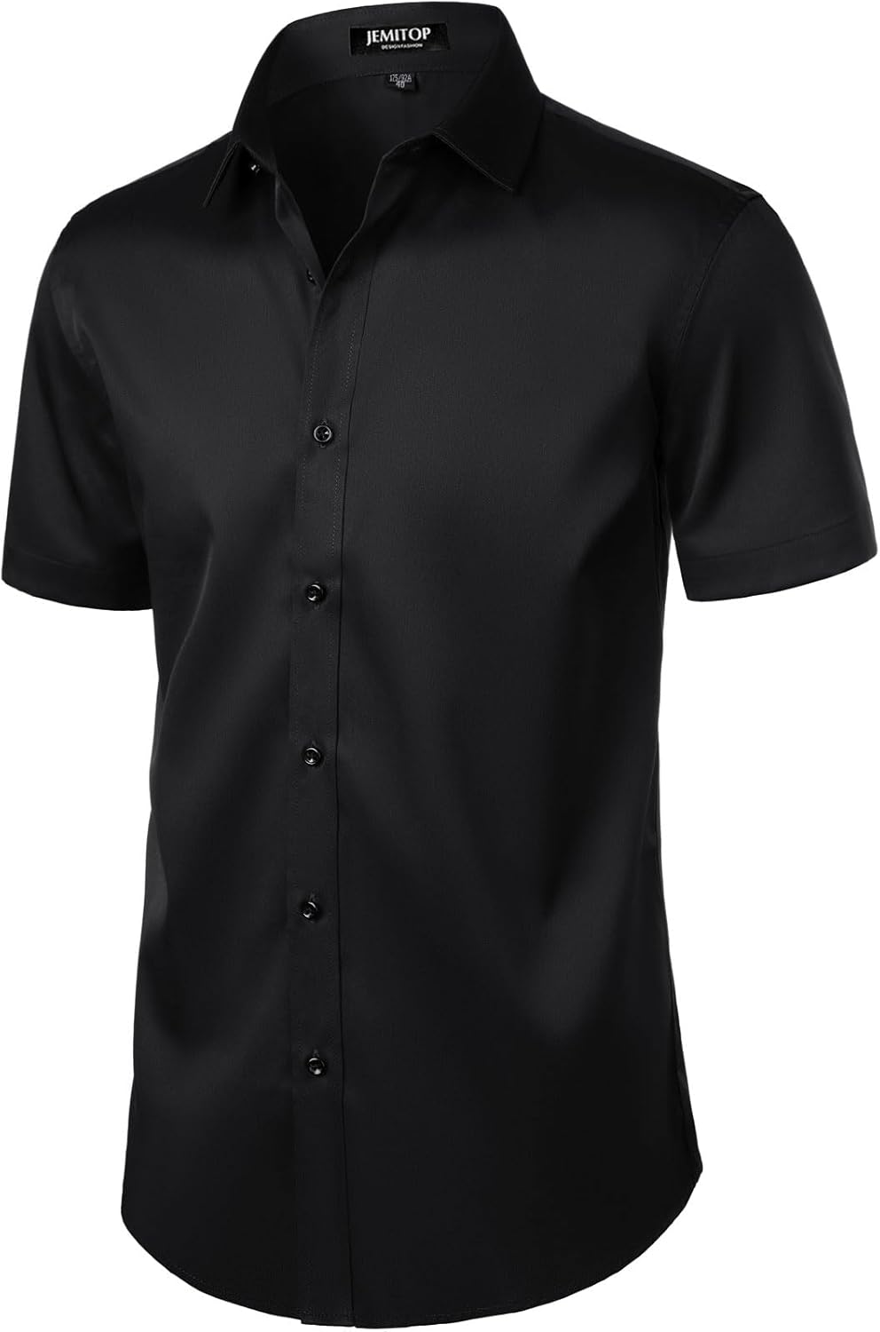 JEMITOP Men's Stretch Wrinkle Free Dress Shirts Formal Wedding Prom Short Sleeve Slim Fit Button Down Shirt