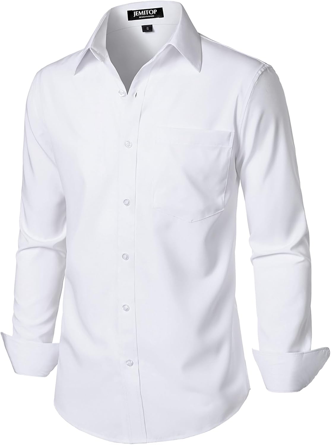JEMITOP Men's Stretch Regular Fit Long Sleeve Dress Shirts Lightweight Business Casual Button Down Shirts with Pocket
