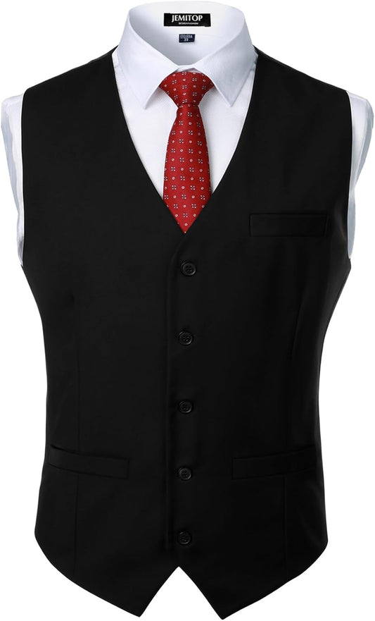 JEMITOP Men's Classic Slim Fit Dress Vest Formal Wedding Prom Tuxedo Suit Vest with Pocket