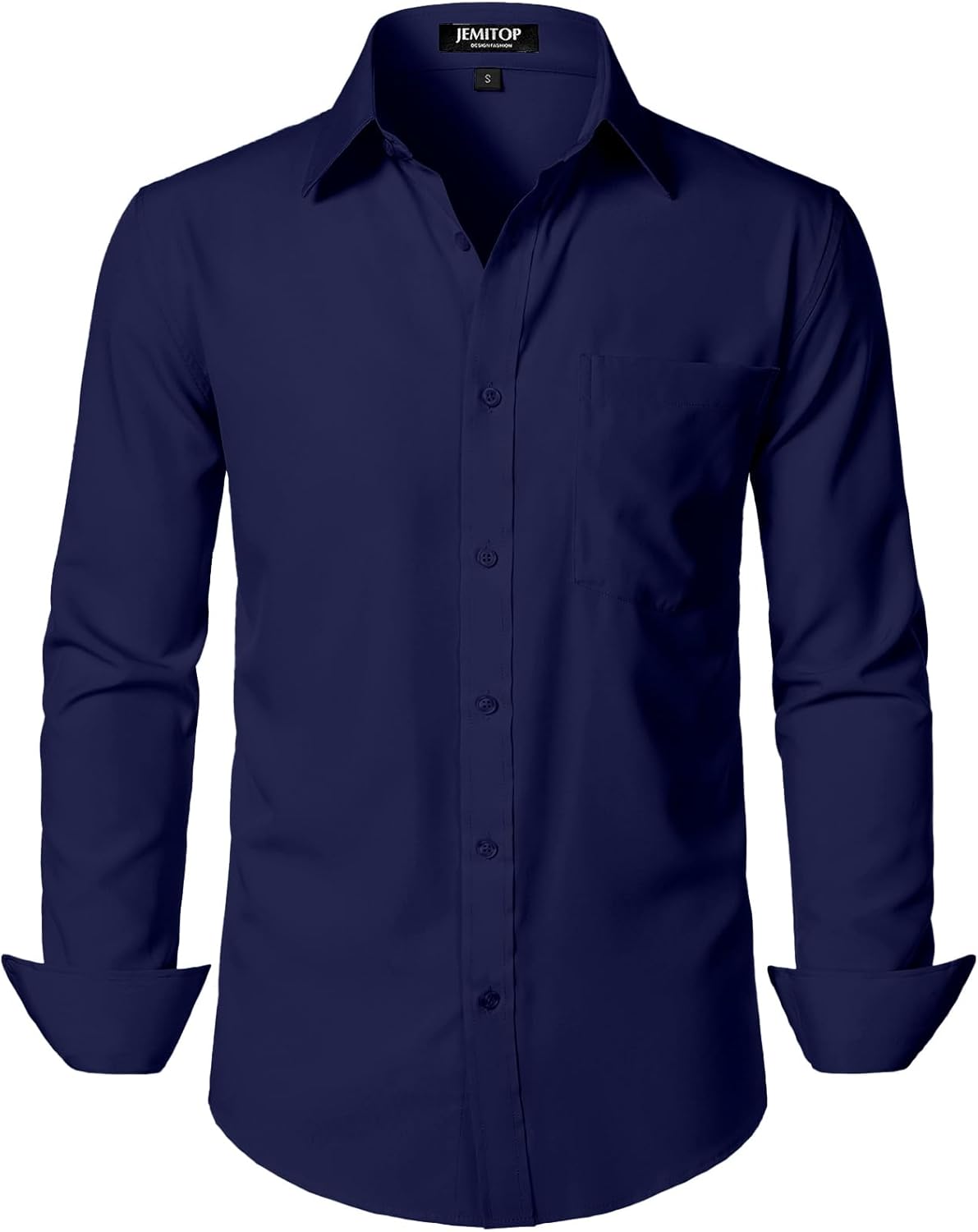 JEMITOP Men's Stretch Regular Fit Long Sleeve Dress Shirts Lightweight Business Casual Button Down Shirts with Pocket