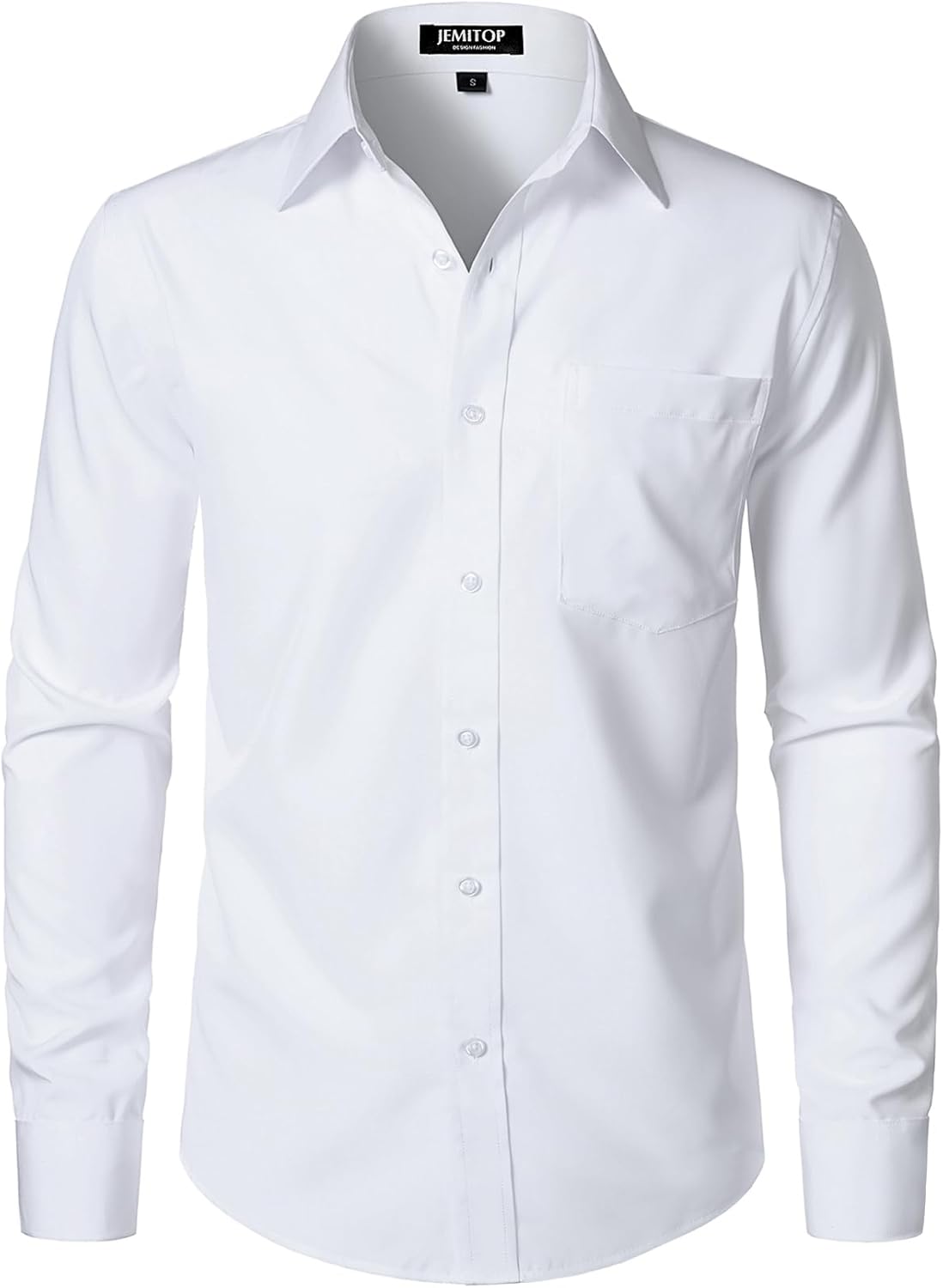 JEMITOP Men's Stretch Regular Fit Long Sleeve Dress Shirts Lightweight Business Casual Button Down Shirts with Pocket