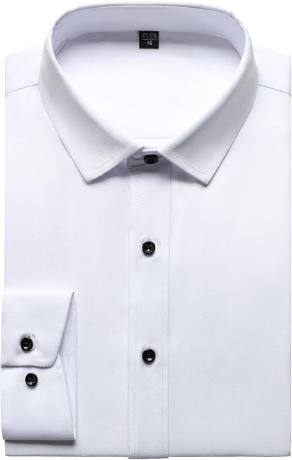 JEMITOP Men's Stretch Wrinkle Free Dress Shirts Formal Wedding Prom Long Sleeve Slim Fit Button Down Shirts