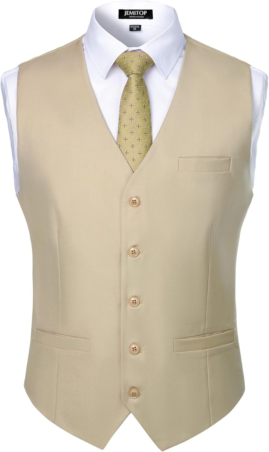 JEMITOP Men's Classic Slim Fit Dress Vest Formal Wedding Prom Tuxedo Suit Vest with Pocket