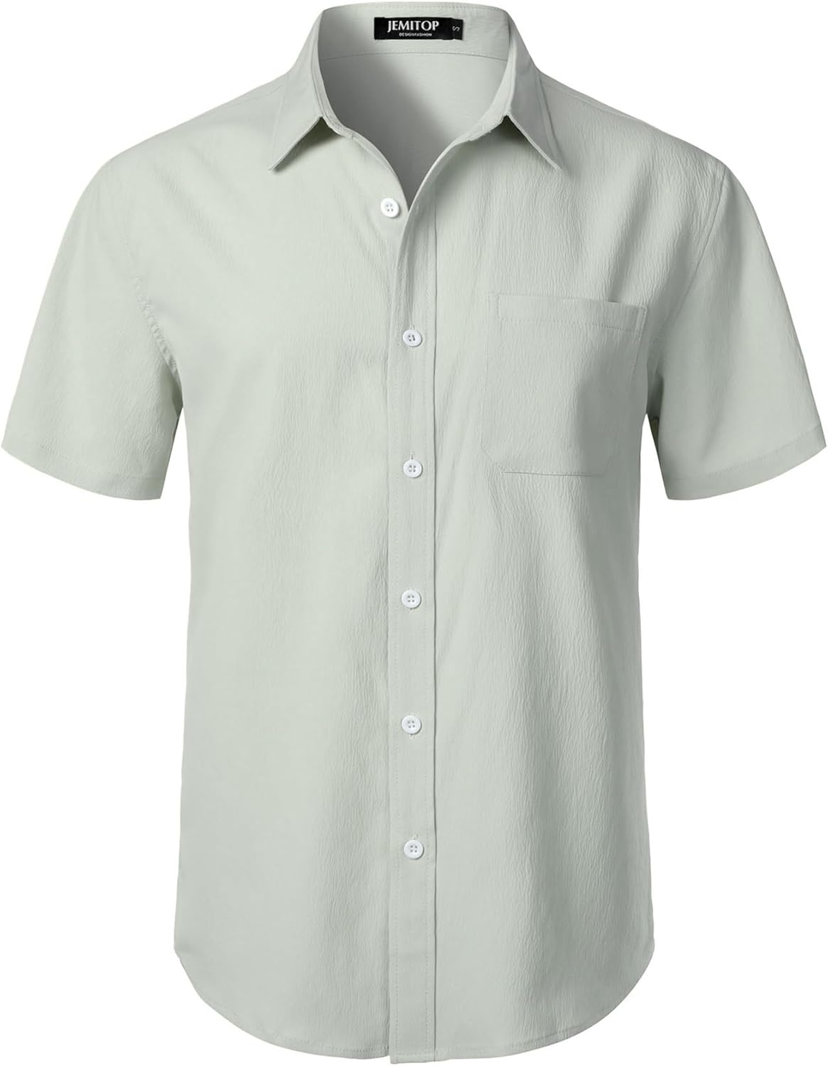JEMITOP Men's Stretch Wrinkle Free Short Sleeve Texture Shirt Lightweight Summer Button Down Shirts for Beach Vacation