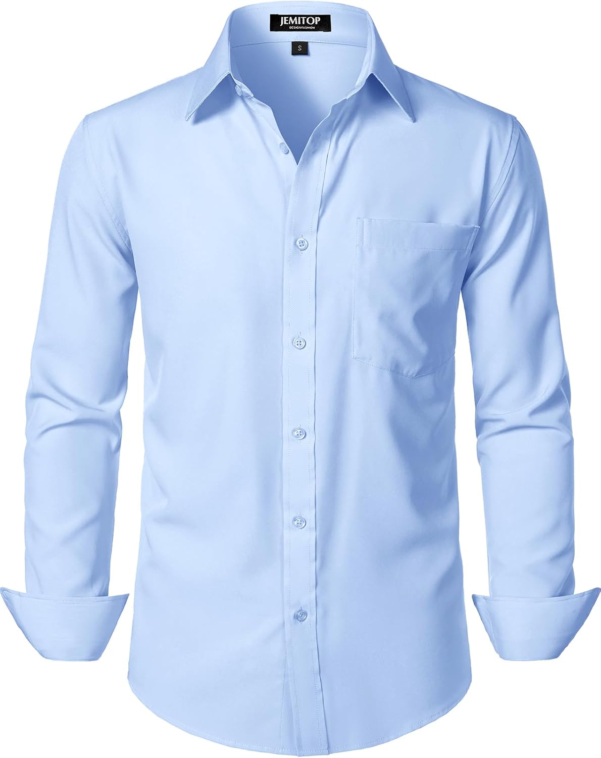 JEMITOP Men's Stretch Regular Fit Long Sleeve Dress Shirts Lightweight Business Casual Button Down Shirts with Pocket