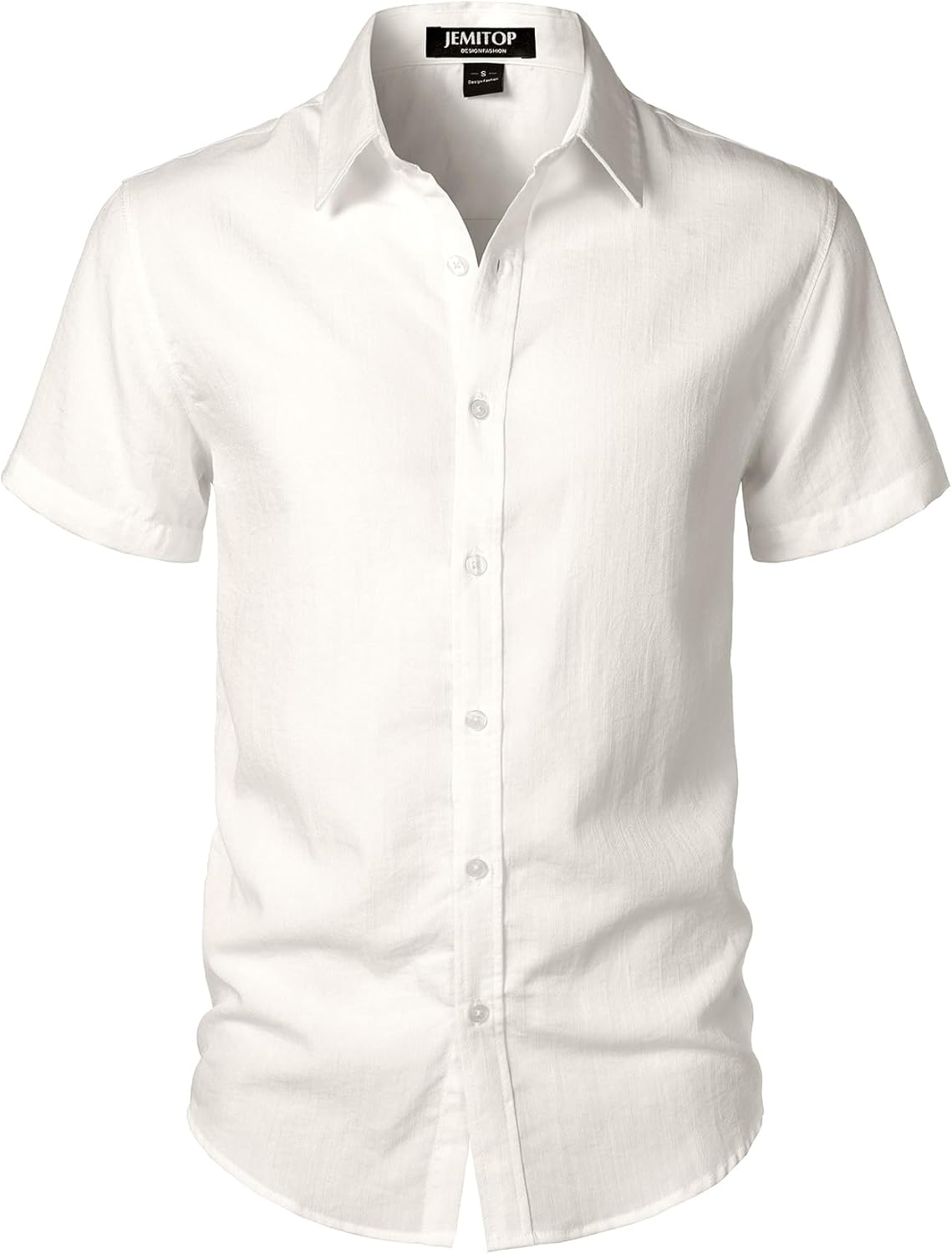 JEMITOP Men's Stretch Textured Short Sleeve Button Down Shirts Summer Casual Beach Wedding Vacation Shirt