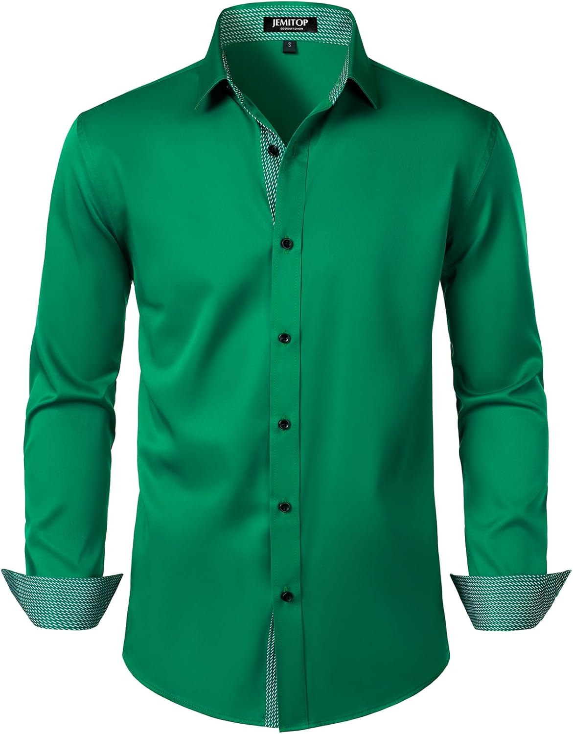 JEMITOP Men's Stretch Multi-Use Long Sleeve Dress Shirts Party Prom Wedding Shirts with Slight Sheen