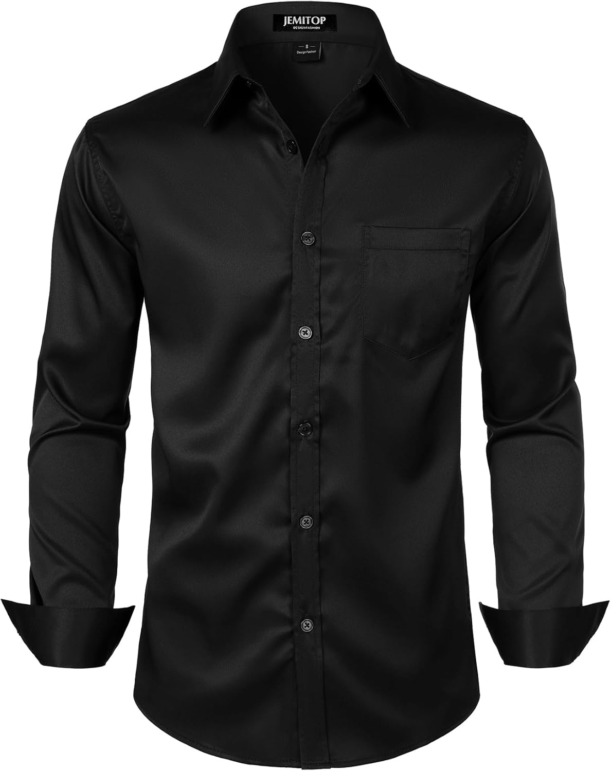 JEMITOP Men's Stretch Slim Fit Dress Shirts Formal Wedding Prom Business Long Sleeve Button Down Shirt with Pocket
