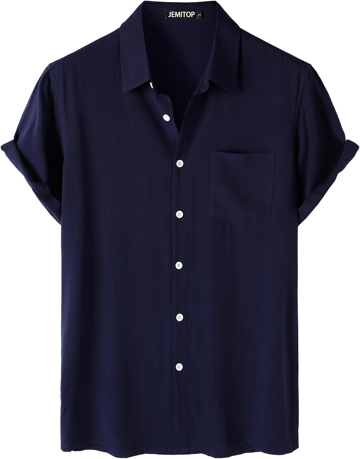 JEMITOP Men's Summer Cooling Shirts Lightweight Breathable Short Sleeve Button up Shirts for Beach Vacation with Pocket