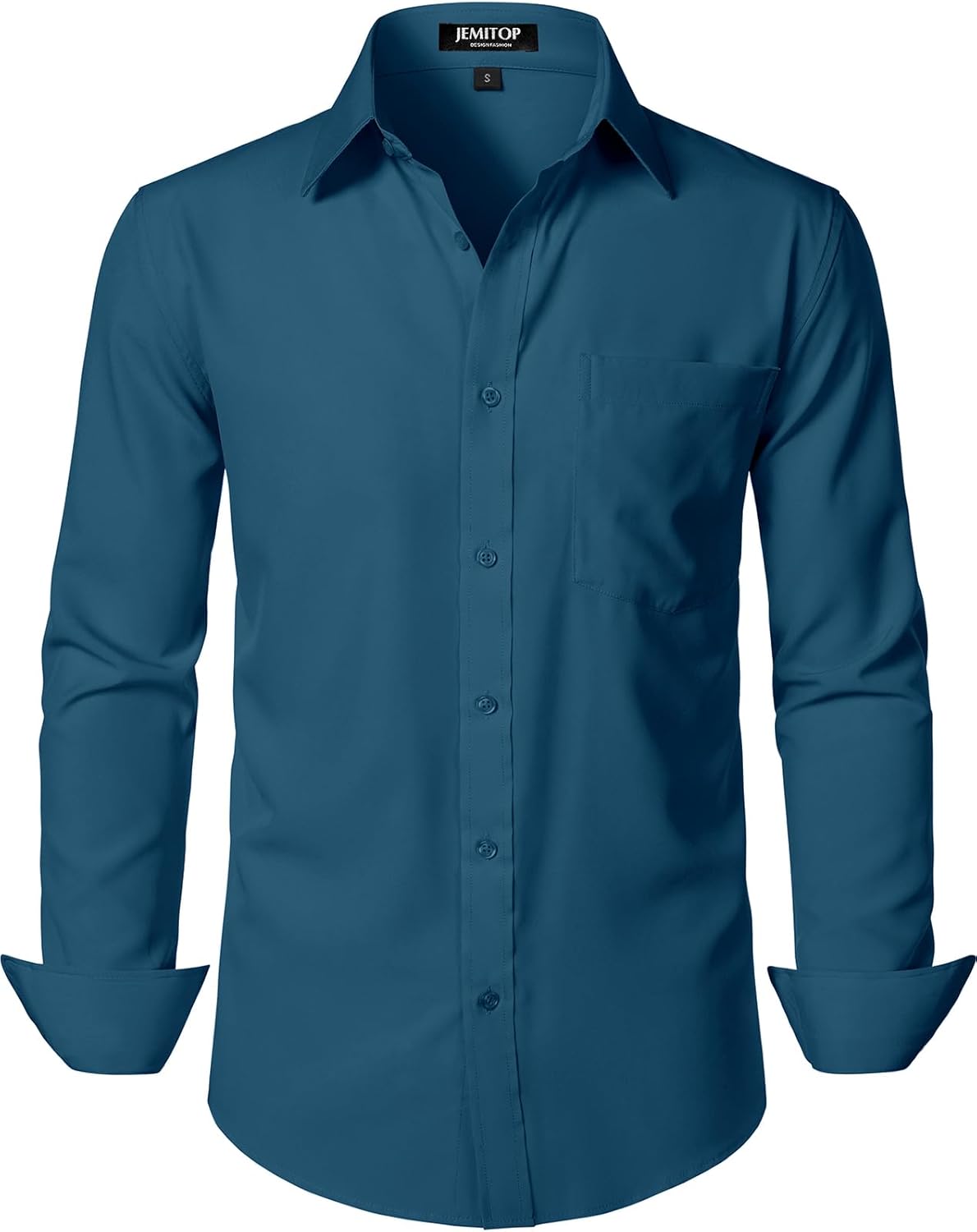 JEMITOP Men's Stretch Regular Fit Long Sleeve Dress Shirts Lightweight Business Casual Button Down Shirts with Pocket