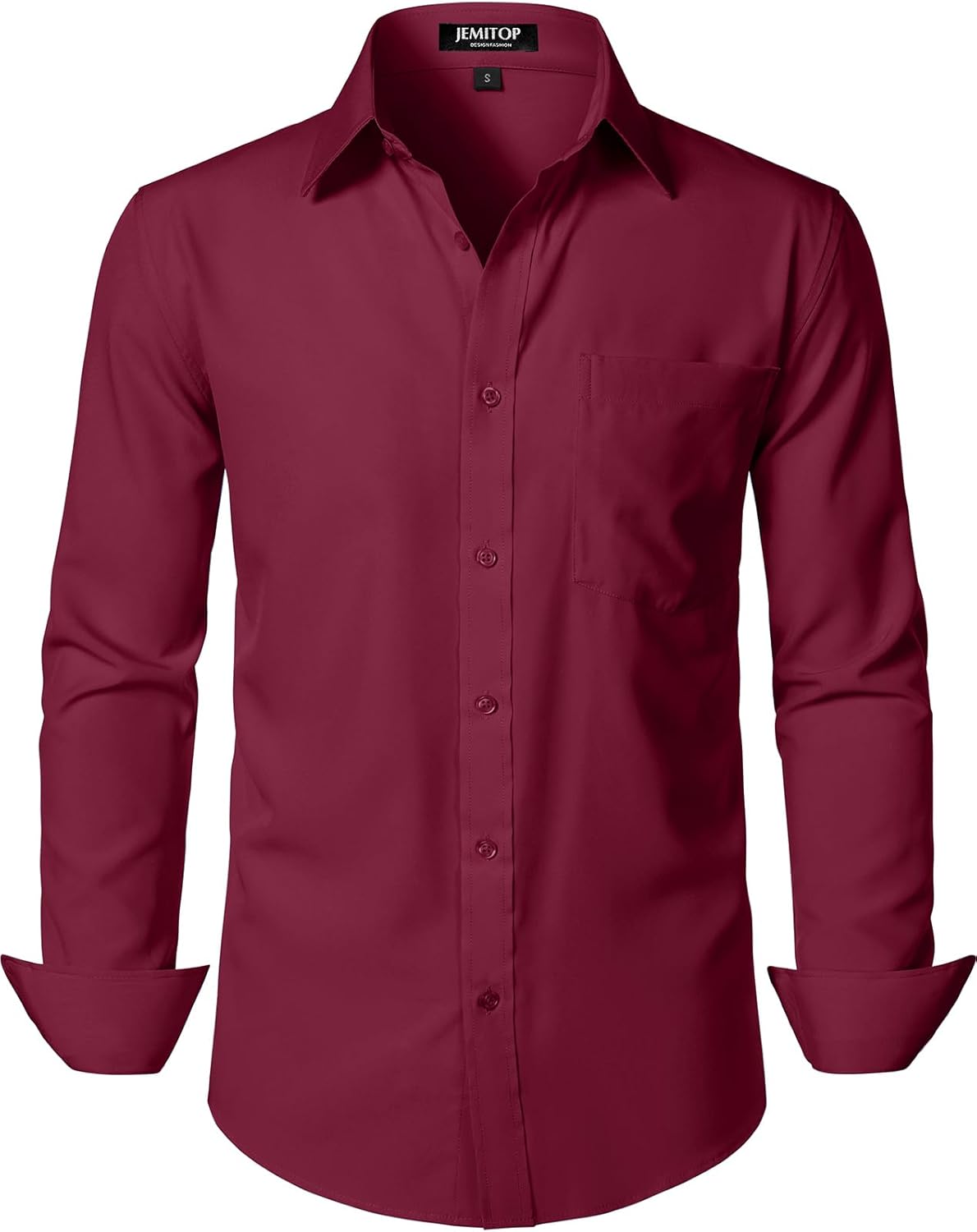 JEMITOP Men's Stretch Regular Fit Long Sleeve Dress Shirts Lightweight Business Casual Button Down Shirts with Pocket