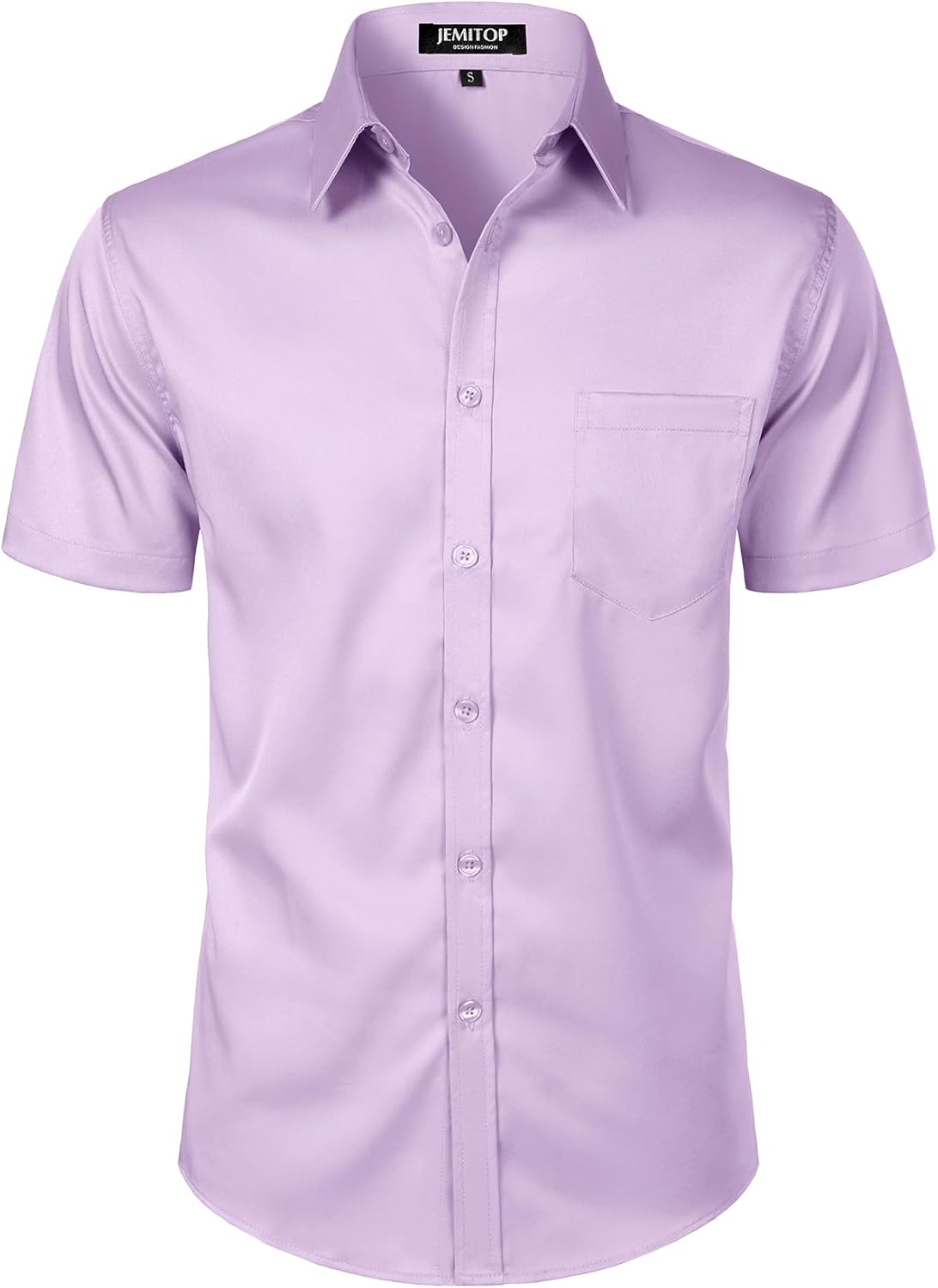 JEMITOP Men's Stretch Slim Fit Dress Shirts Formal Wedding Prom Short Sleeve Button Down Shirt with Pocket