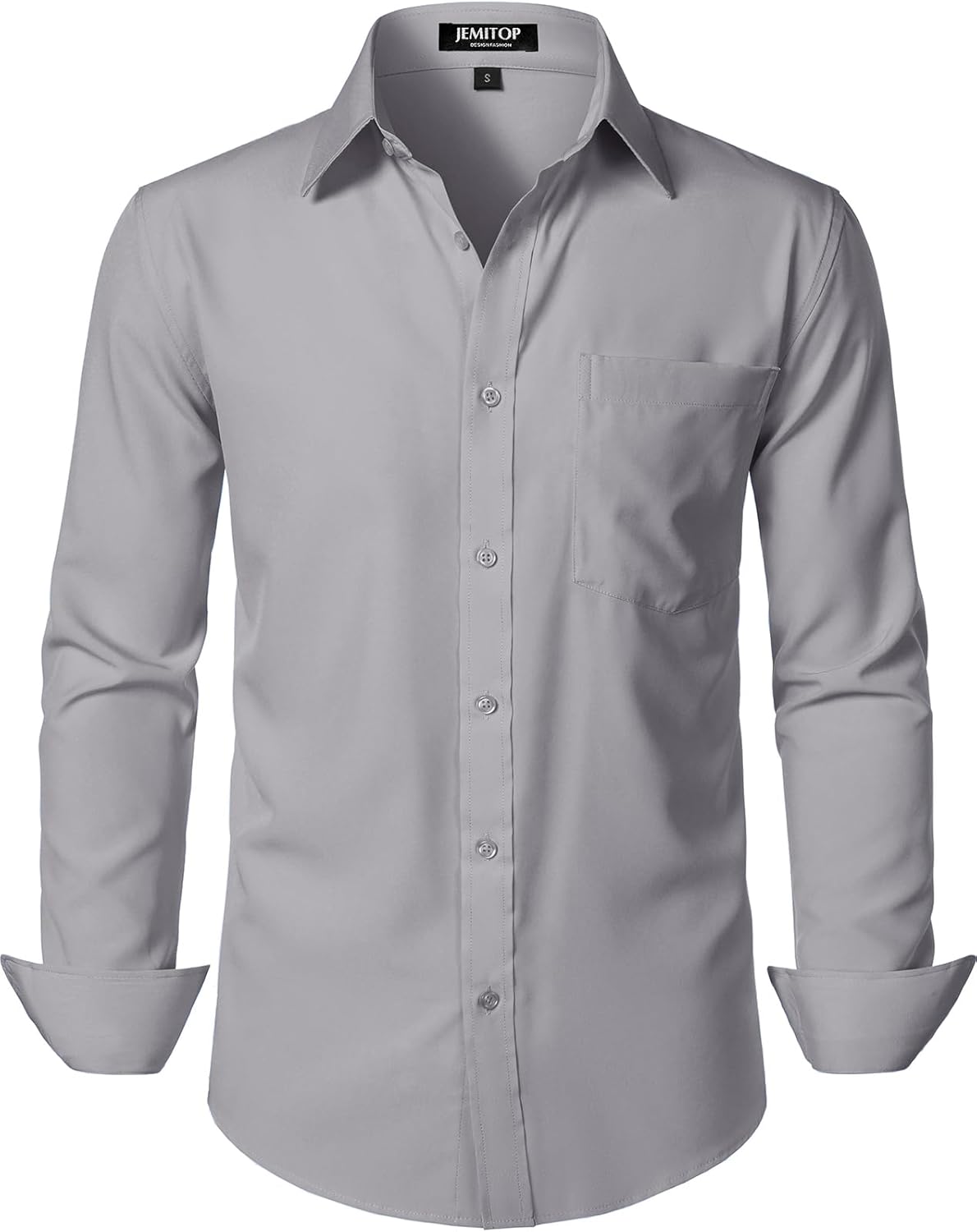 JEMITOP Men's Stretch Regular Fit Long Sleeve Dress Shirts Lightweight Business Casual Button Down Shirts with Pocket