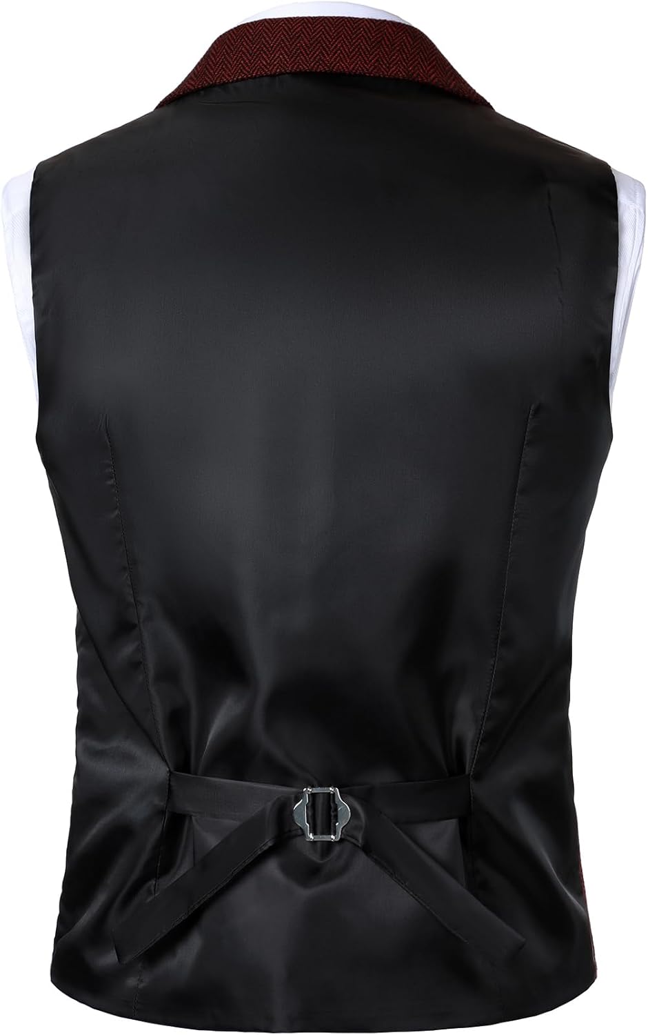 JEMITOP Men's Vintage Slim Fit Suit Vest Formal Prom Party Herringbone Pattern Waistcoat with Chain Detail