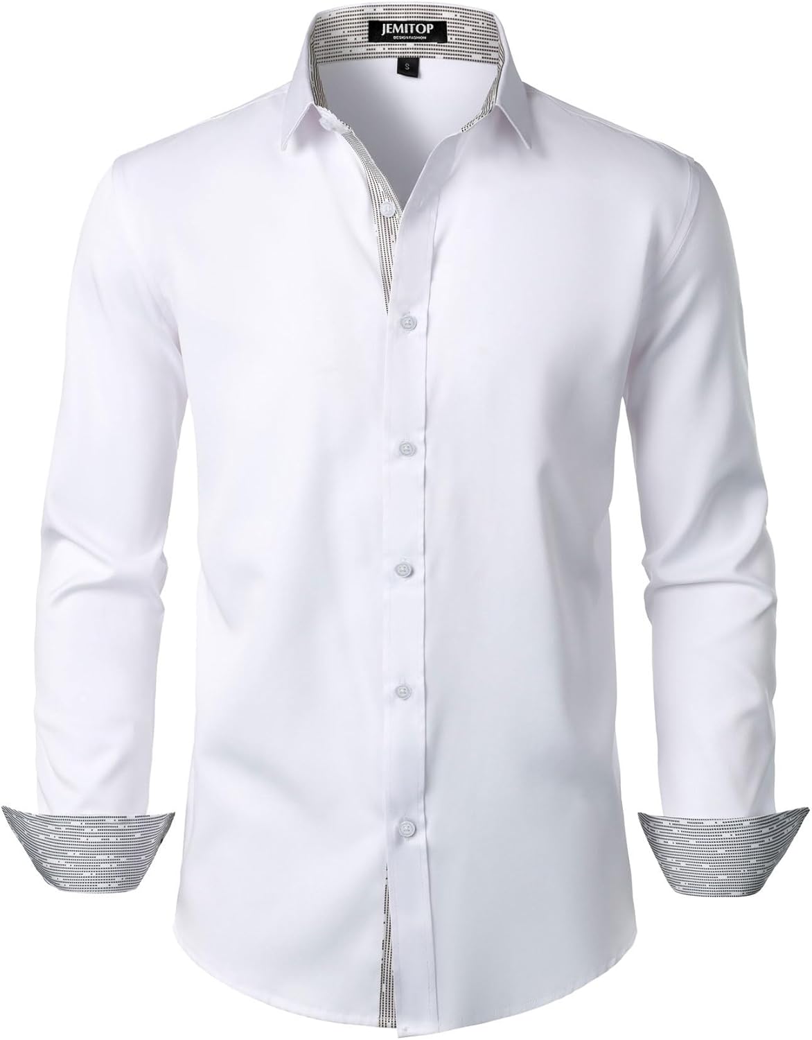 JEMITOP Men's Stretch Multi-Use Long Sleeve Dress Shirts Party Prom Wedding Shirts with Slight Sheen
