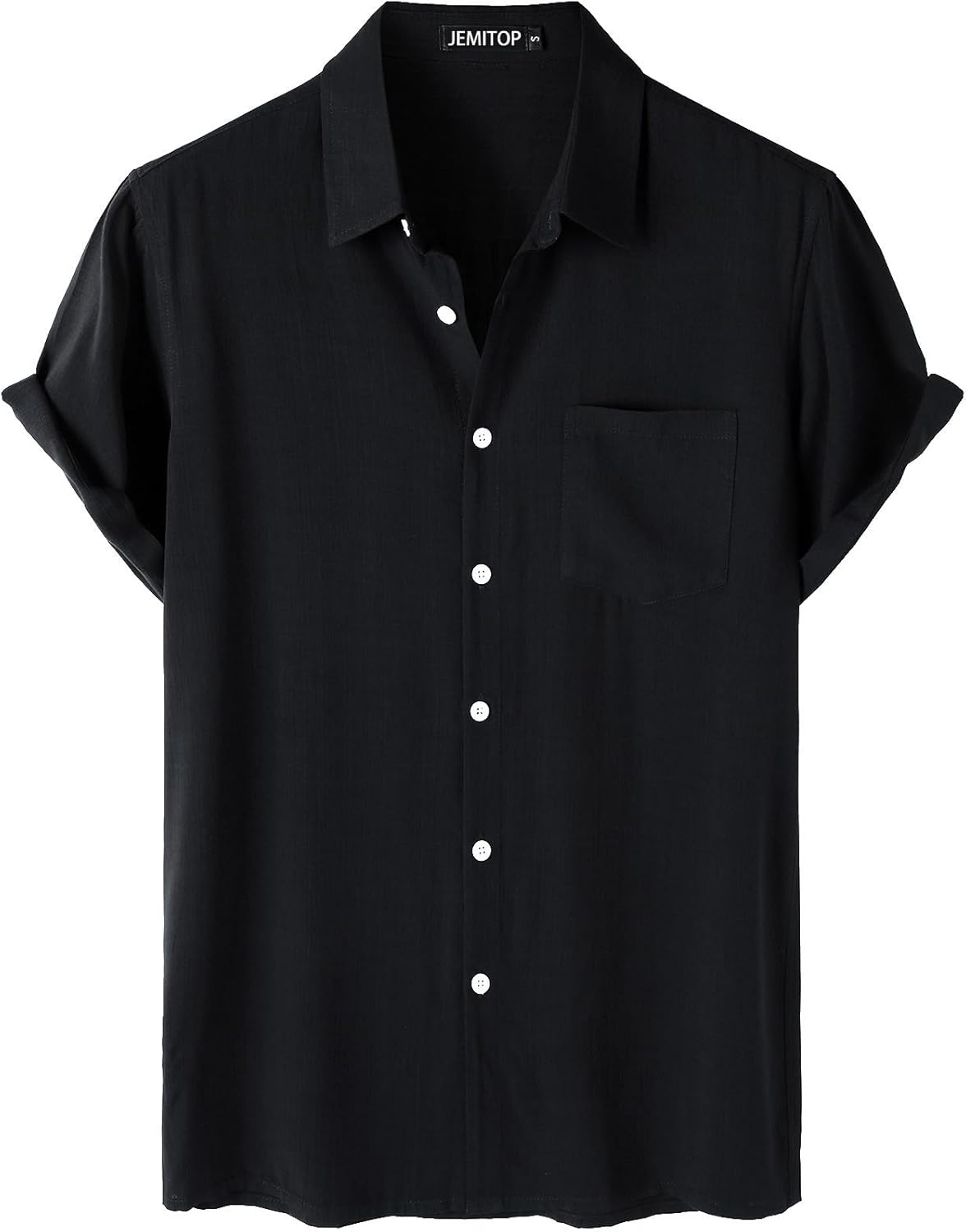 JEMITOP Men's Summer Cooling Shirts Lightweight Breathable Short Sleeve Button up Shirts for Beach Vacation with Pocket