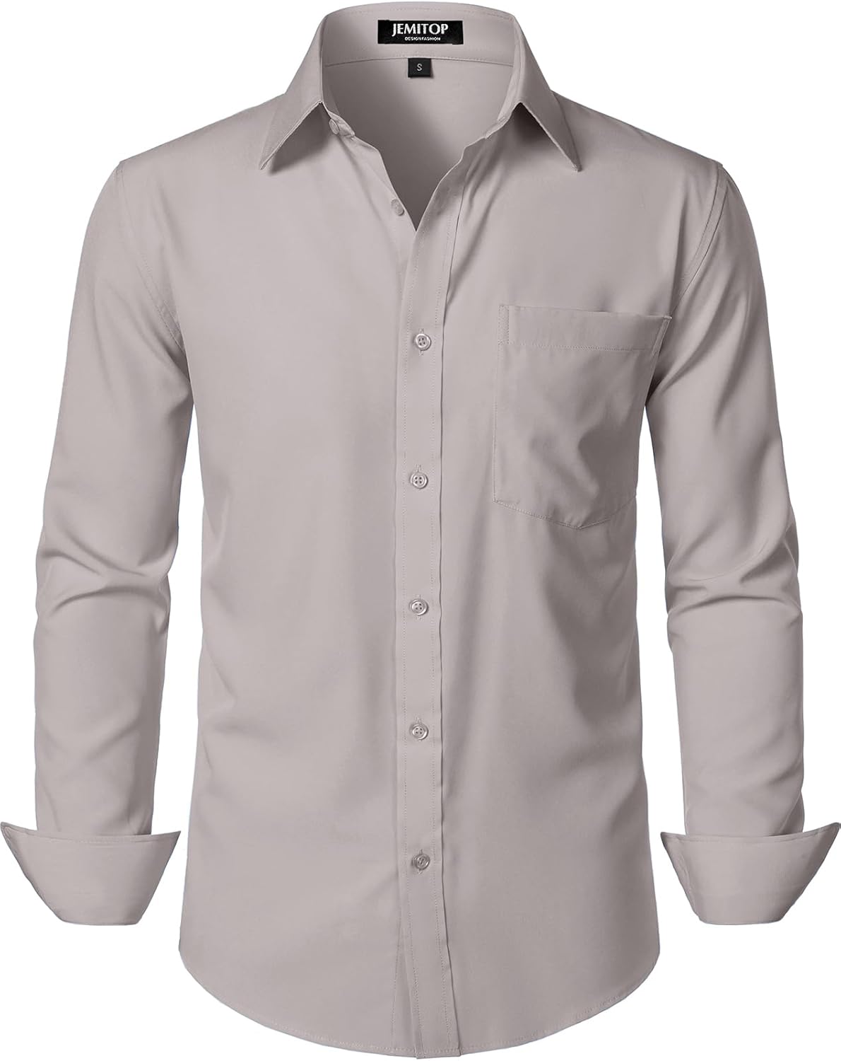 JEMITOP Men's Stretch Regular Fit Long Sleeve Dress Shirts Lightweight Business Casual Button Down Shirts with Pocket