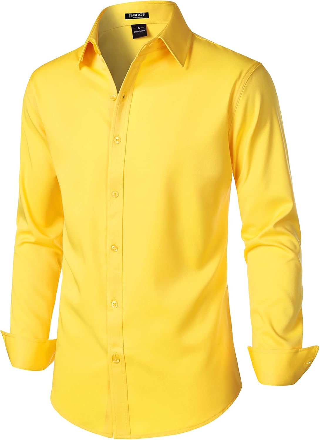 JEMITOP Men's Stretch Soft Slim Fit Dress Shirts Long Sleeve Formal Wedding Business Casual Button Down Shirt