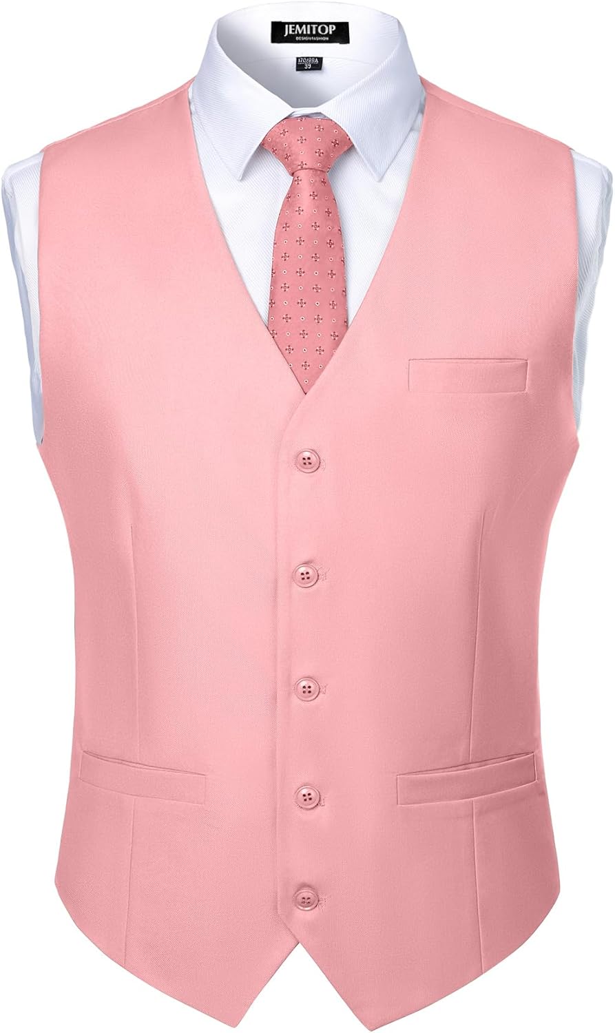 JEMITOP Men's Classic Slim Fit Dress Vest Formal Wedding Prom Tuxedo Suit Vest with Pocket
