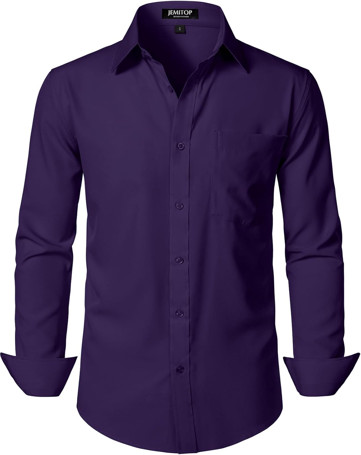 JEMITOP Men's Stretch Regular Fit Long Sleeve Dress Shirts Lightweight Business Casual Button Down Shirts with Pocket