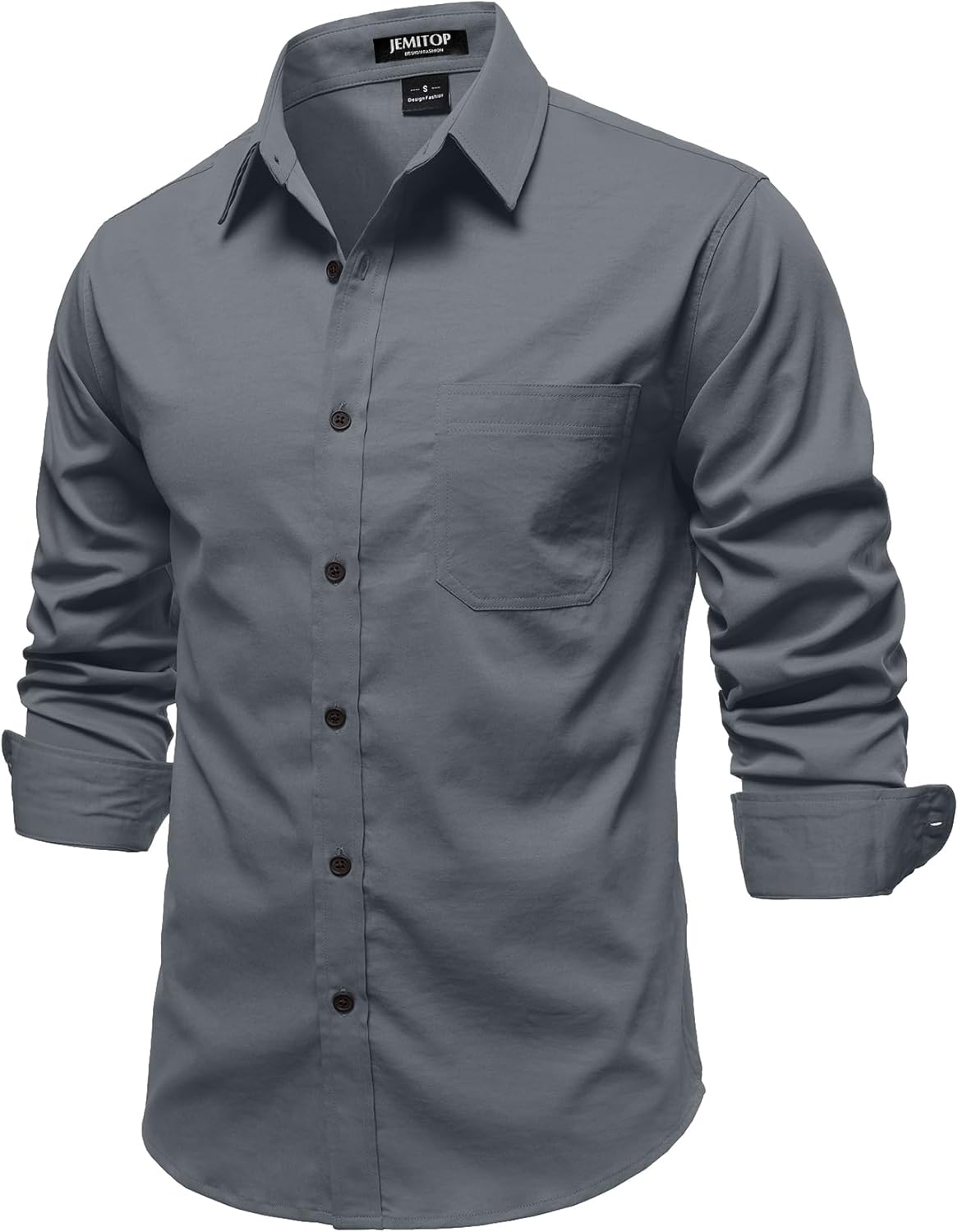 JEMITOP Mens Stretch Vintage Aged Style Shirts Casual Soft Long Sleeve Button Down Shirt with Pocket