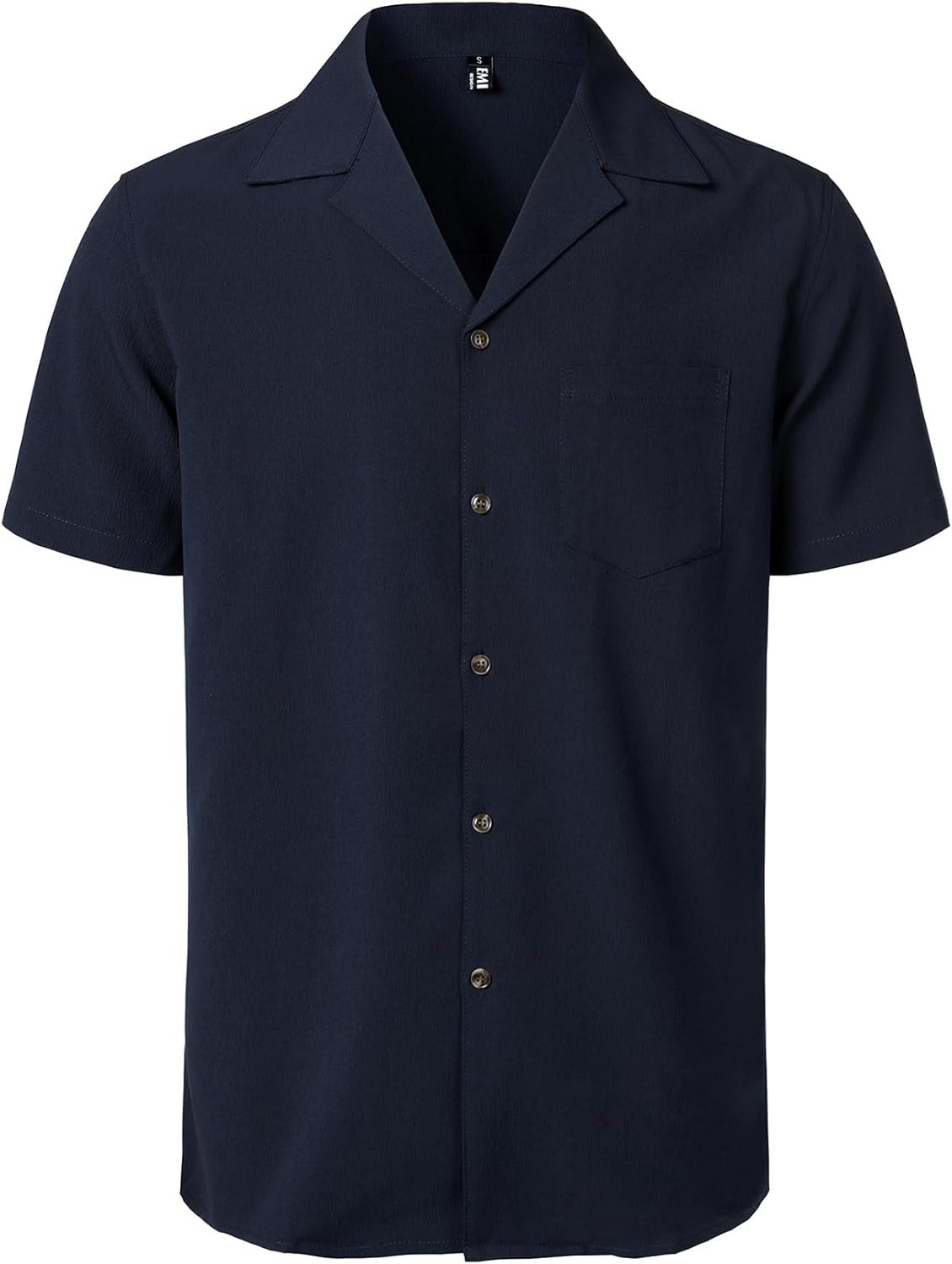 JEMITOP Men's Stretch Cuban Collar Shirt Summer Lightweight Short Sleeve Button Down Shirts with Pocket for Beach Vacation