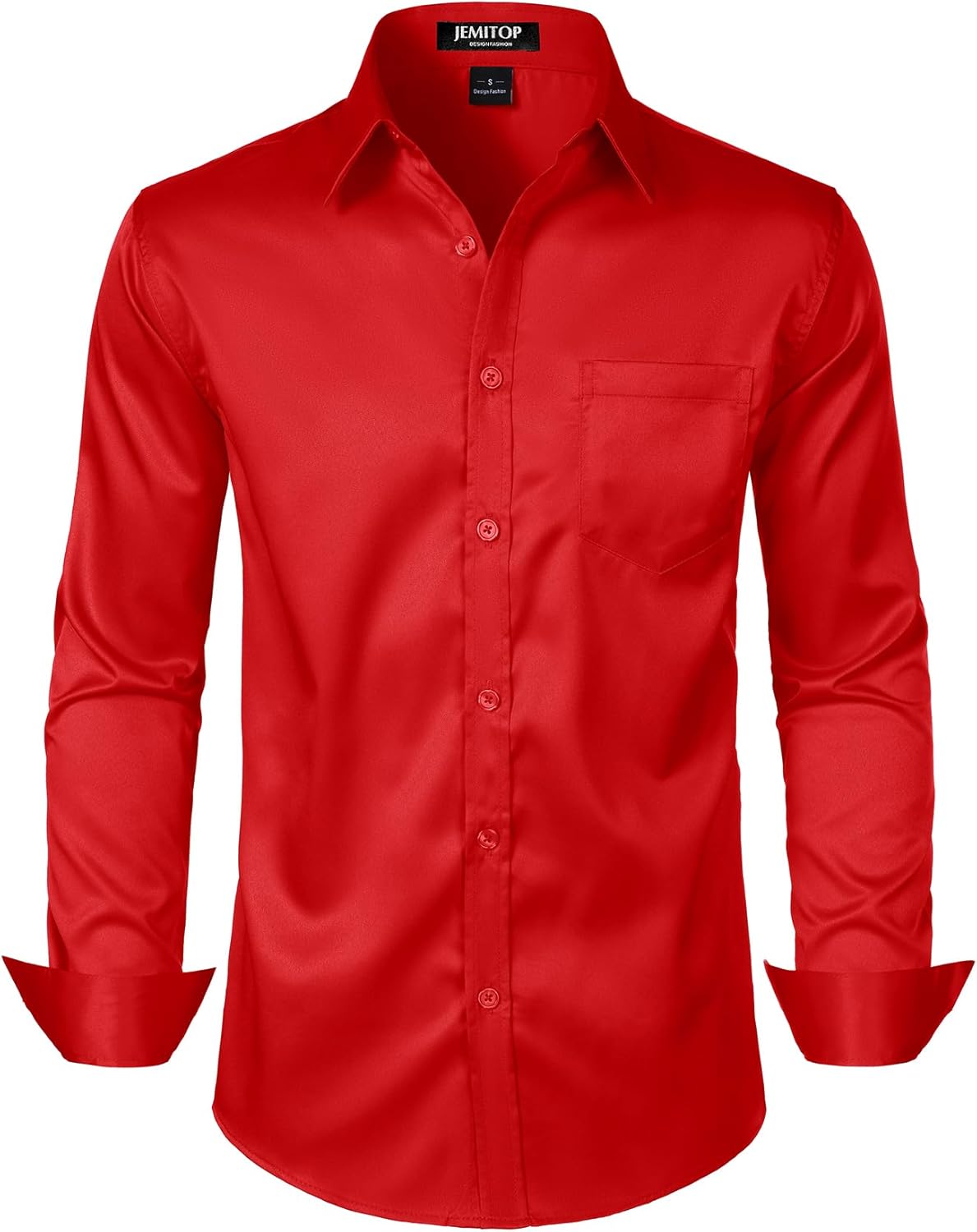 JEMITOP Men's Stretch Slim Fit Dress Shirts Formal Wedding Prom Business Long Sleeve Button Down Shirt with Pocket