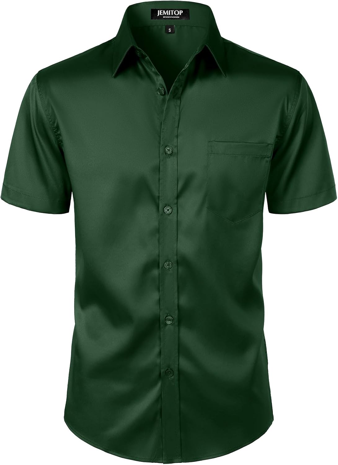 JEMITOP Men's Stretch Slim Fit Dress Shirts Formal Wedding Prom Short Sleeve Button Down Shirt with Pocket