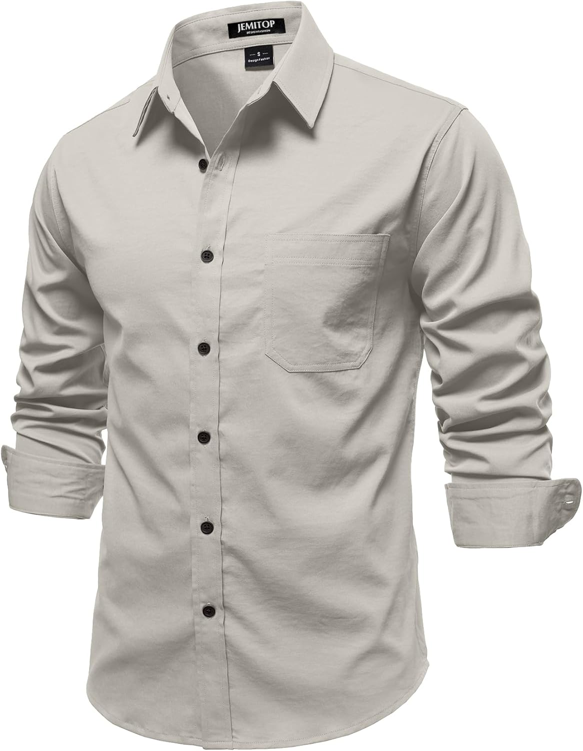 JEMITOP Mens Stretch Vintage Aged Style Shirts Casual Soft Long Sleeve Button Down Shirt with Pocket