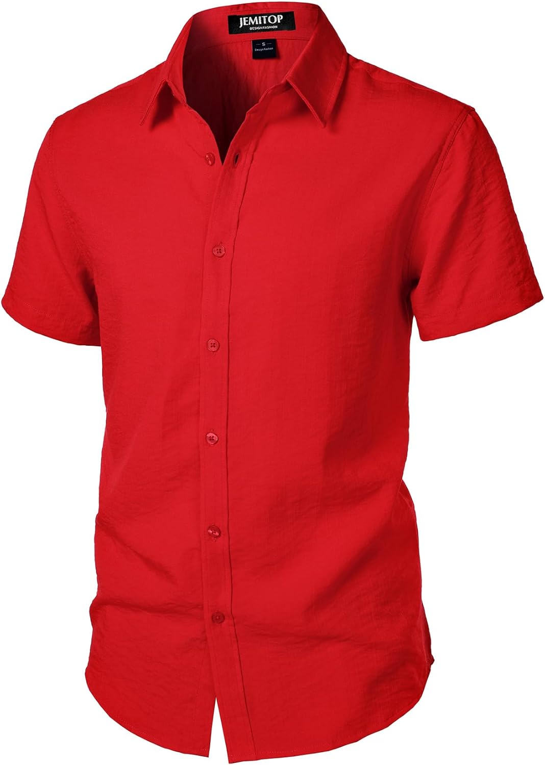 JEMITOP Men's Stretch Textured Short Sleeve Button Down Shirts Summer Casual Beach Wedding Vacation Shirt