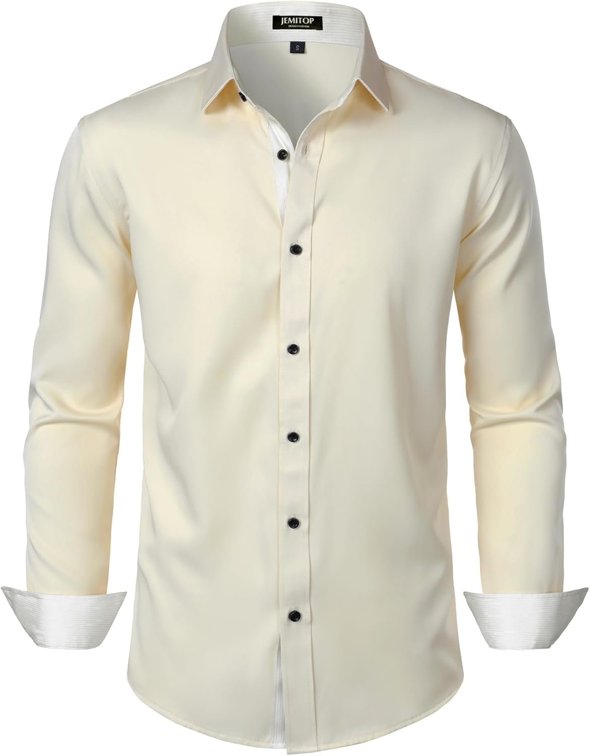 JEMITOP Men's Stretch Multi-Use Long Sleeve Dress Shirts Party Prom Wedding Shirts with Slight Sheen