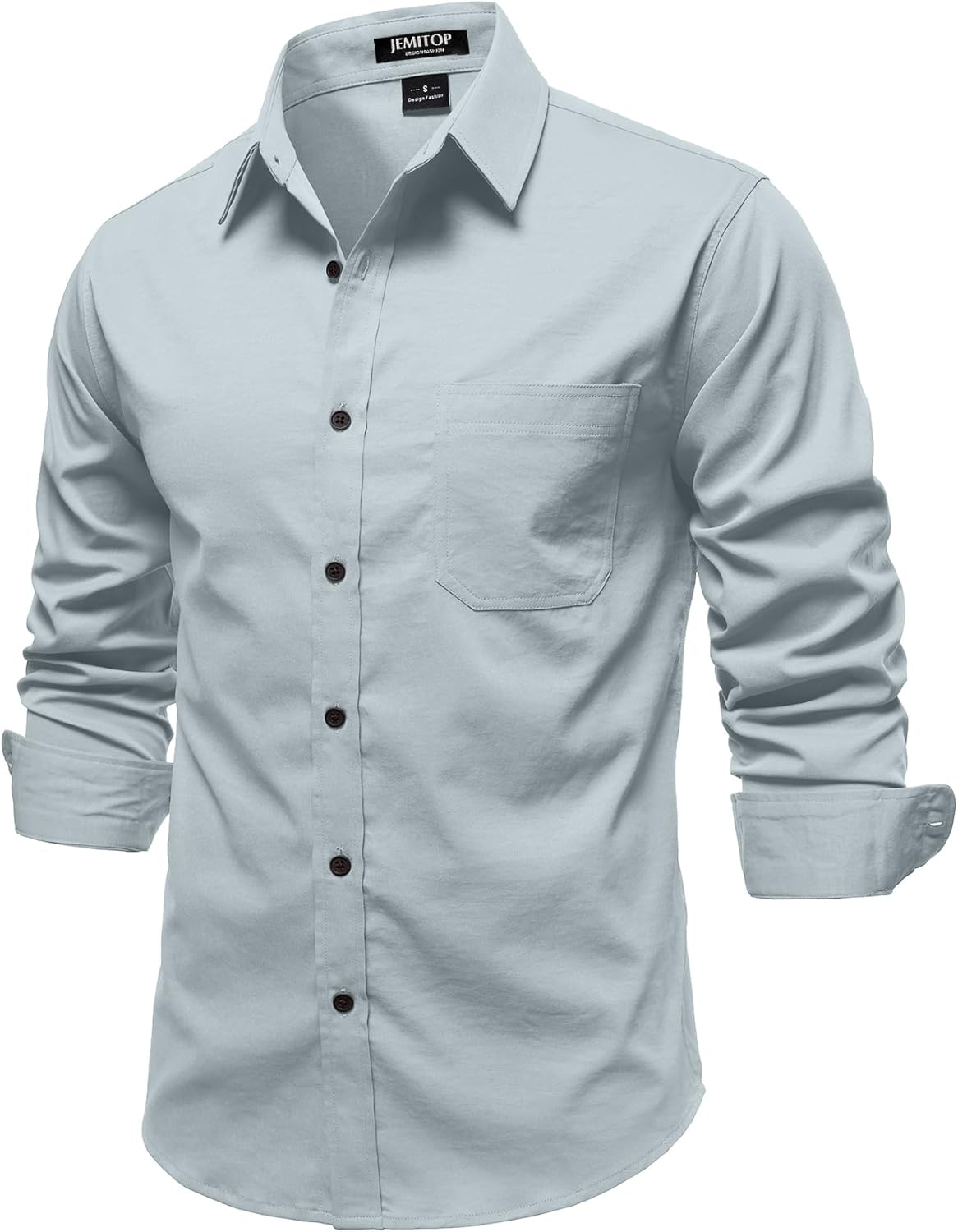 JEMITOP Mens Stretch Vintage Aged Style Shirts Casual Soft Long Sleeve Button Down Shirt with Pocket