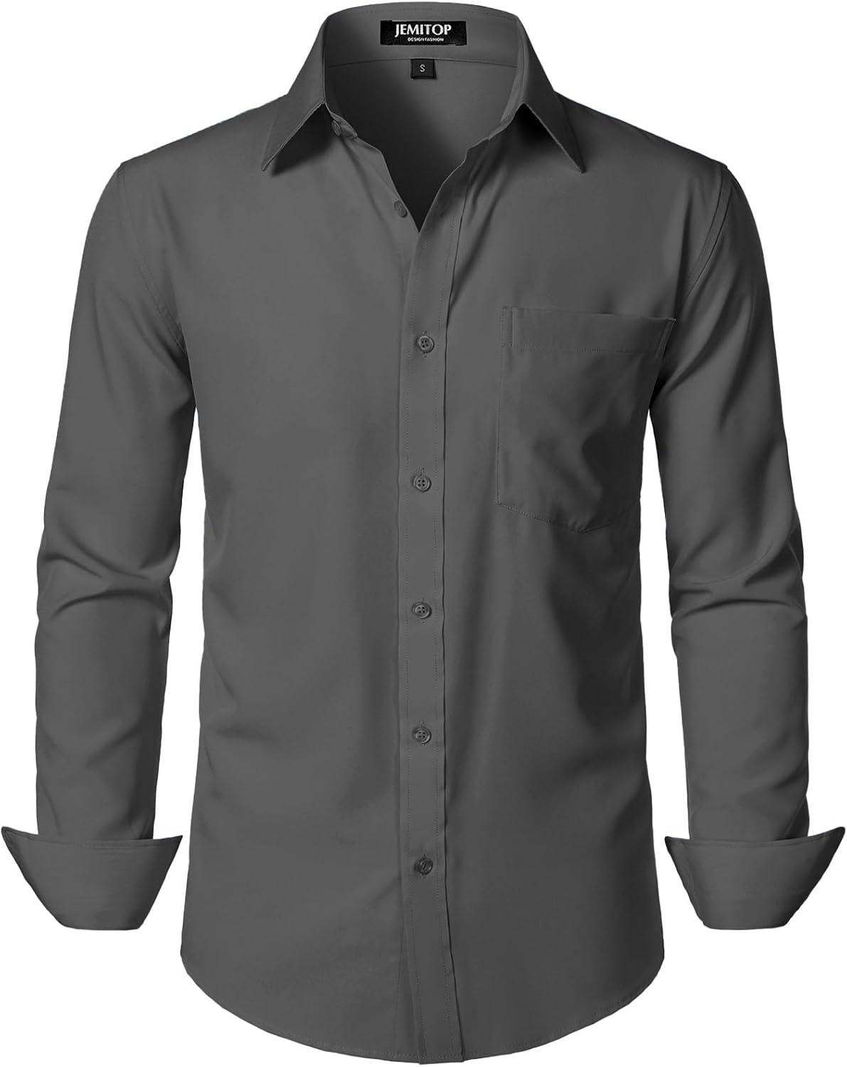JEMITOP Men's Stretch Regular Fit Long Sleeve Dress Shirts Lightweight Business Casual Button Down Shirts with Pocket