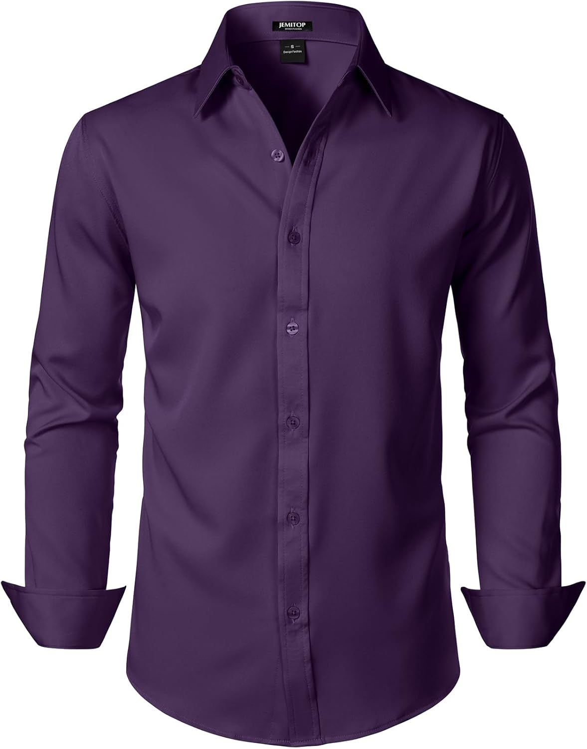 JEMITOP Men's Stretch Soft Slim Fit Dress Shirts Long Sleeve Formal Wedding Business Casual Button Down Shirt