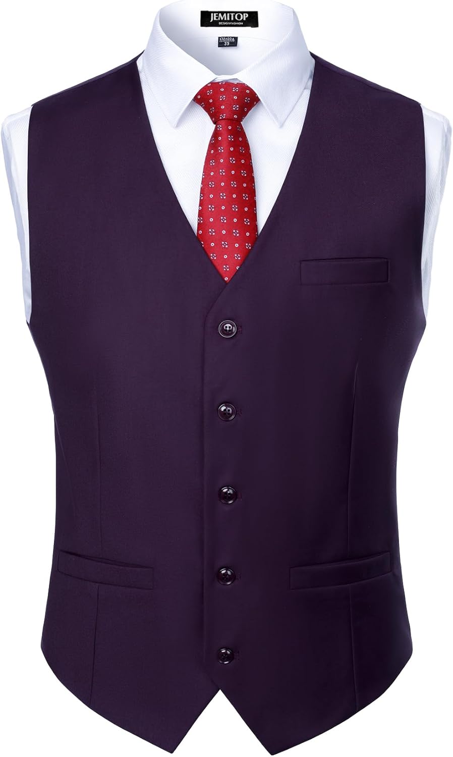 JEMITOP Men's Classic Slim Fit Dress Vest Formal Wedding Prom Tuxedo Suit Vest with Pocket