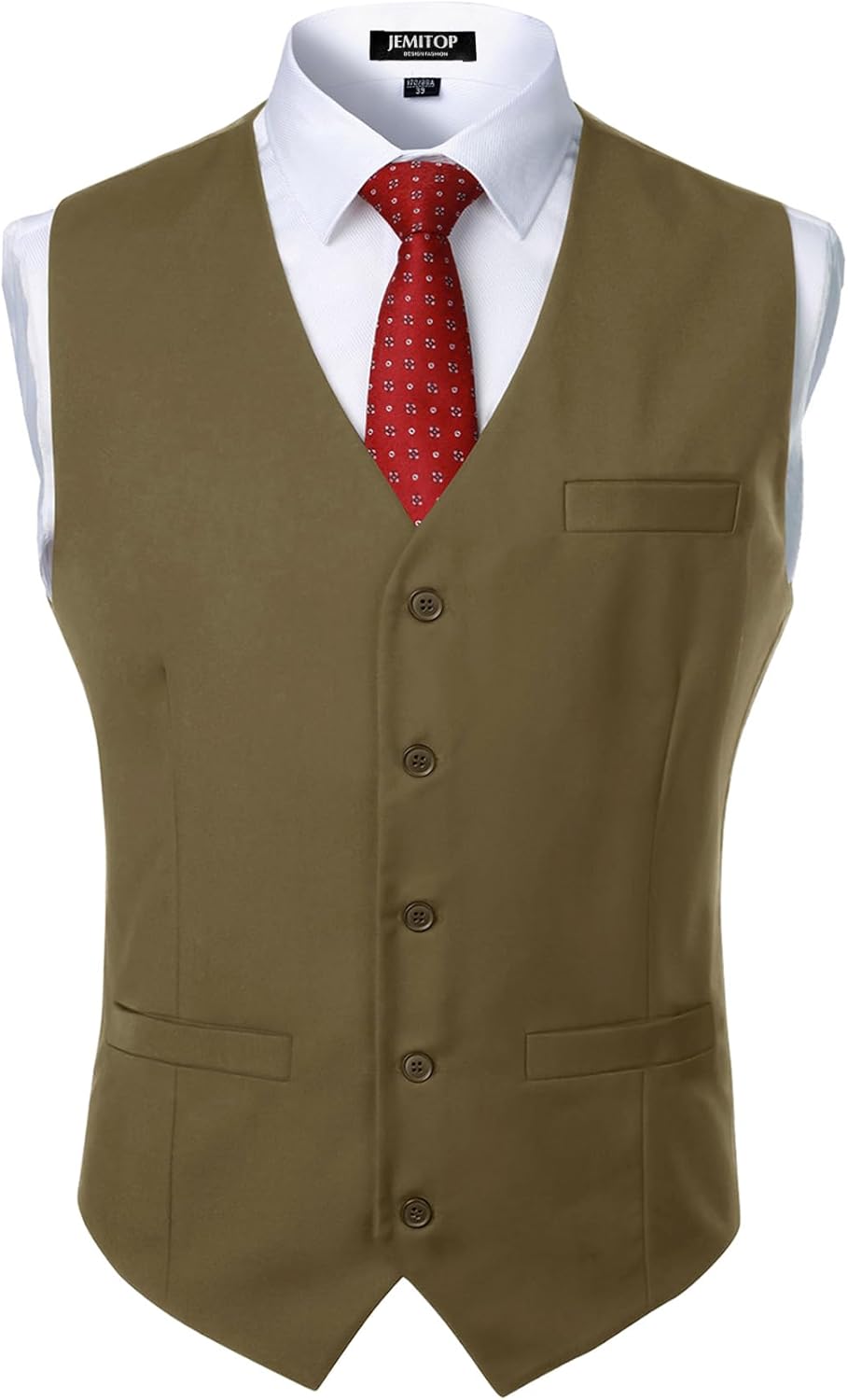 JEMITOP Men's Classic Slim Fit Dress Vest Formal Wedding Prom Tuxedo Suit Vest with Pocket