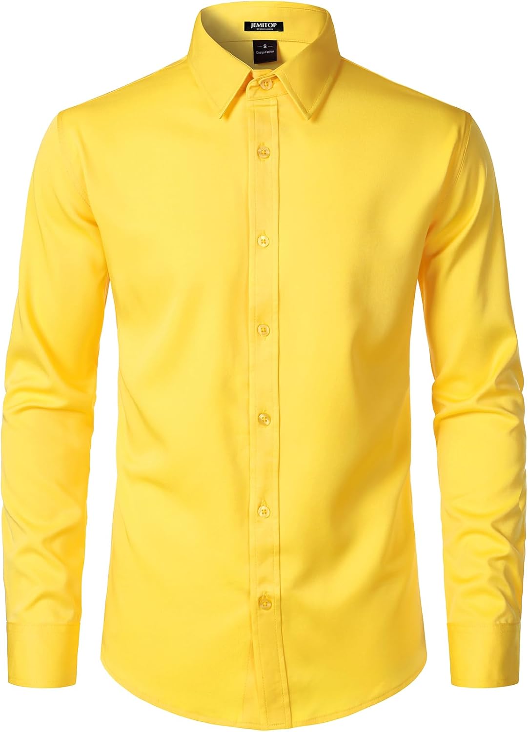 JEMITOP Men's Stretch Soft Slim Fit Dress Shirts Long Sleeve Formal Wedding Business Casual Button Down Shirt