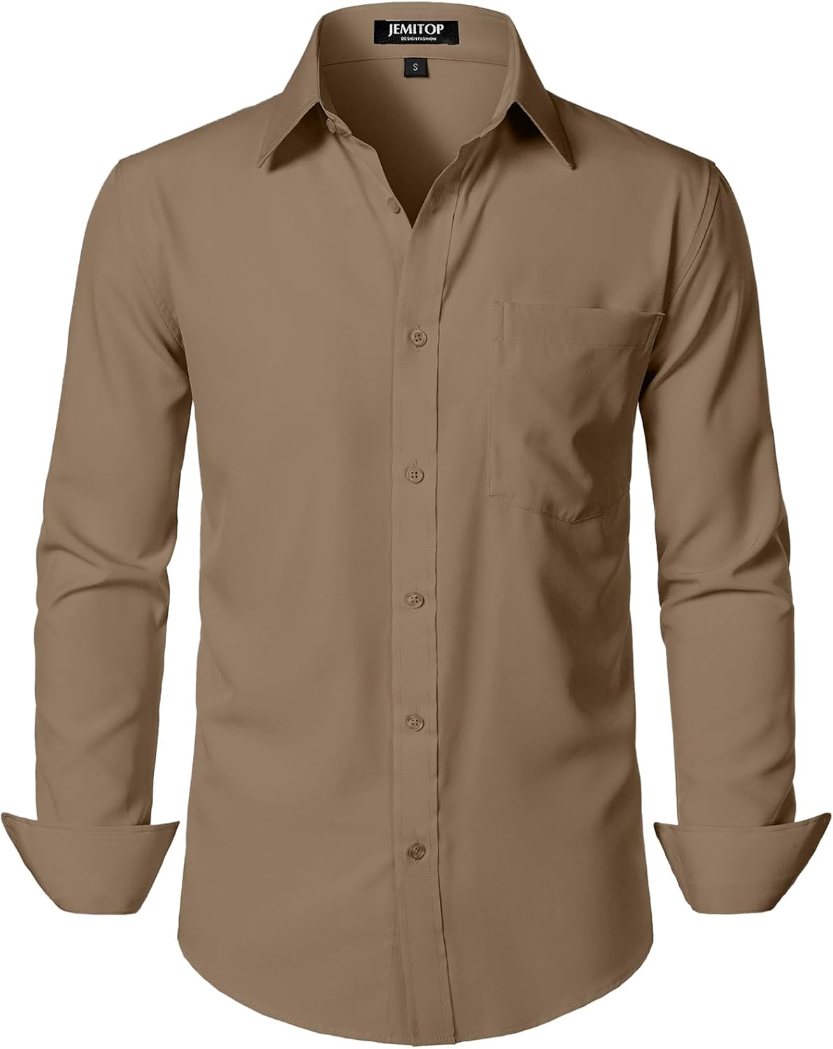 JEMITOP Men's Stretch Regular Fit Long Sleeve Dress Shirts Lightweight Business Casual Button Down Shirts with Pocket