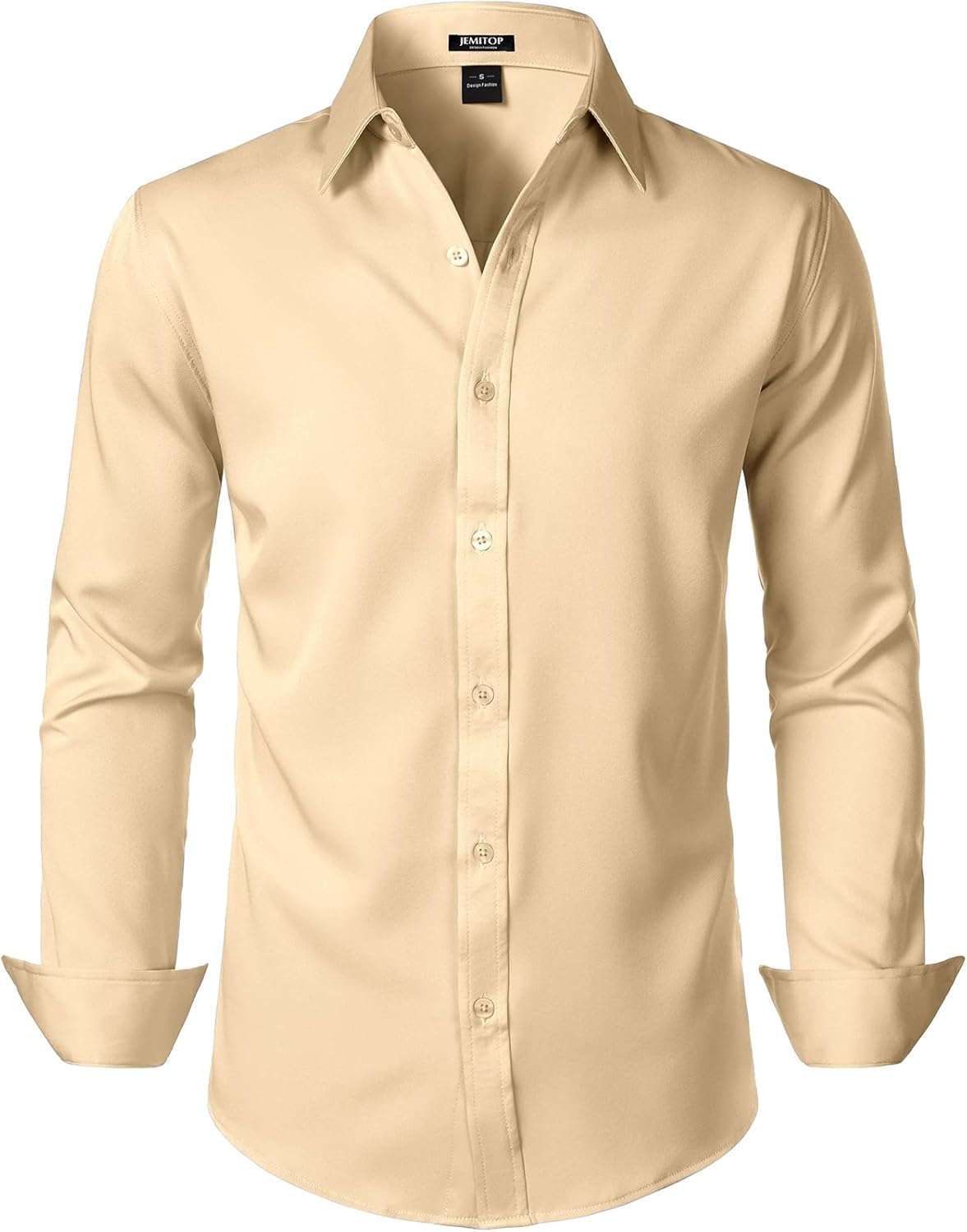JEMITOP Men's Stretch Soft Slim Fit Dress Shirts Long Sleeve Formal Wedding Business Casual Button Down Shirt