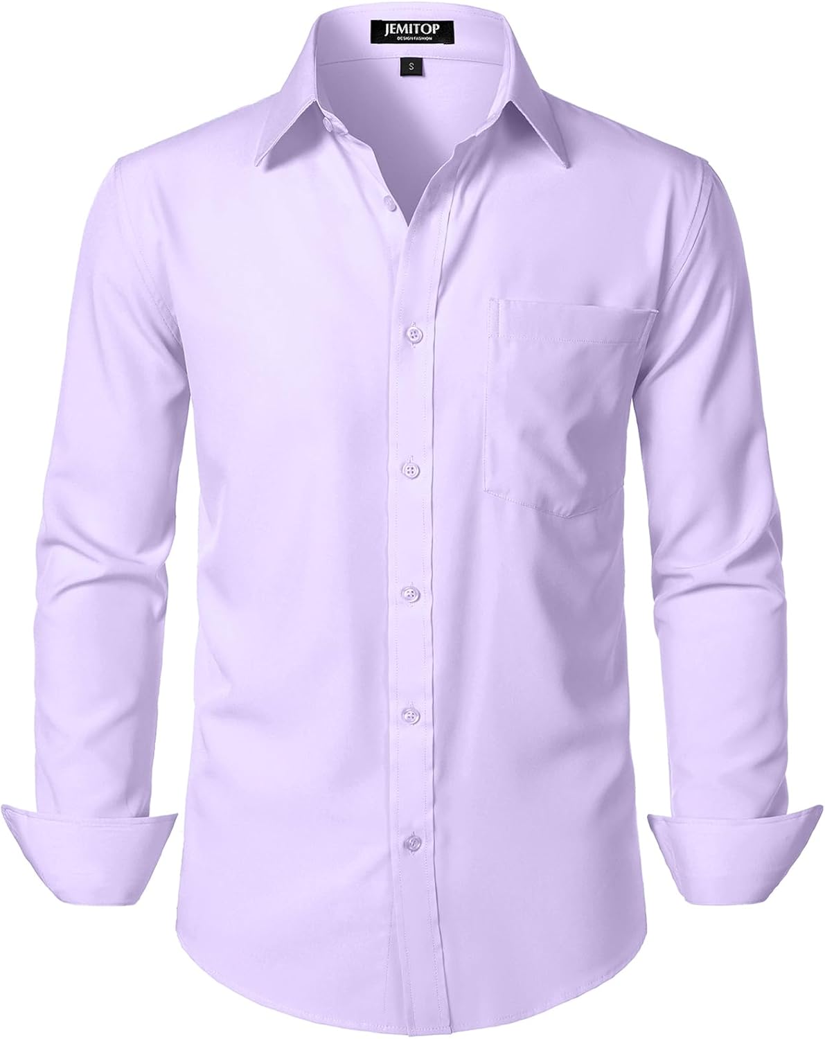 JEMITOP Men's Stretch Regular Fit Long Sleeve Dress Shirts Lightweight Business Casual Button Down Shirts with Pocket