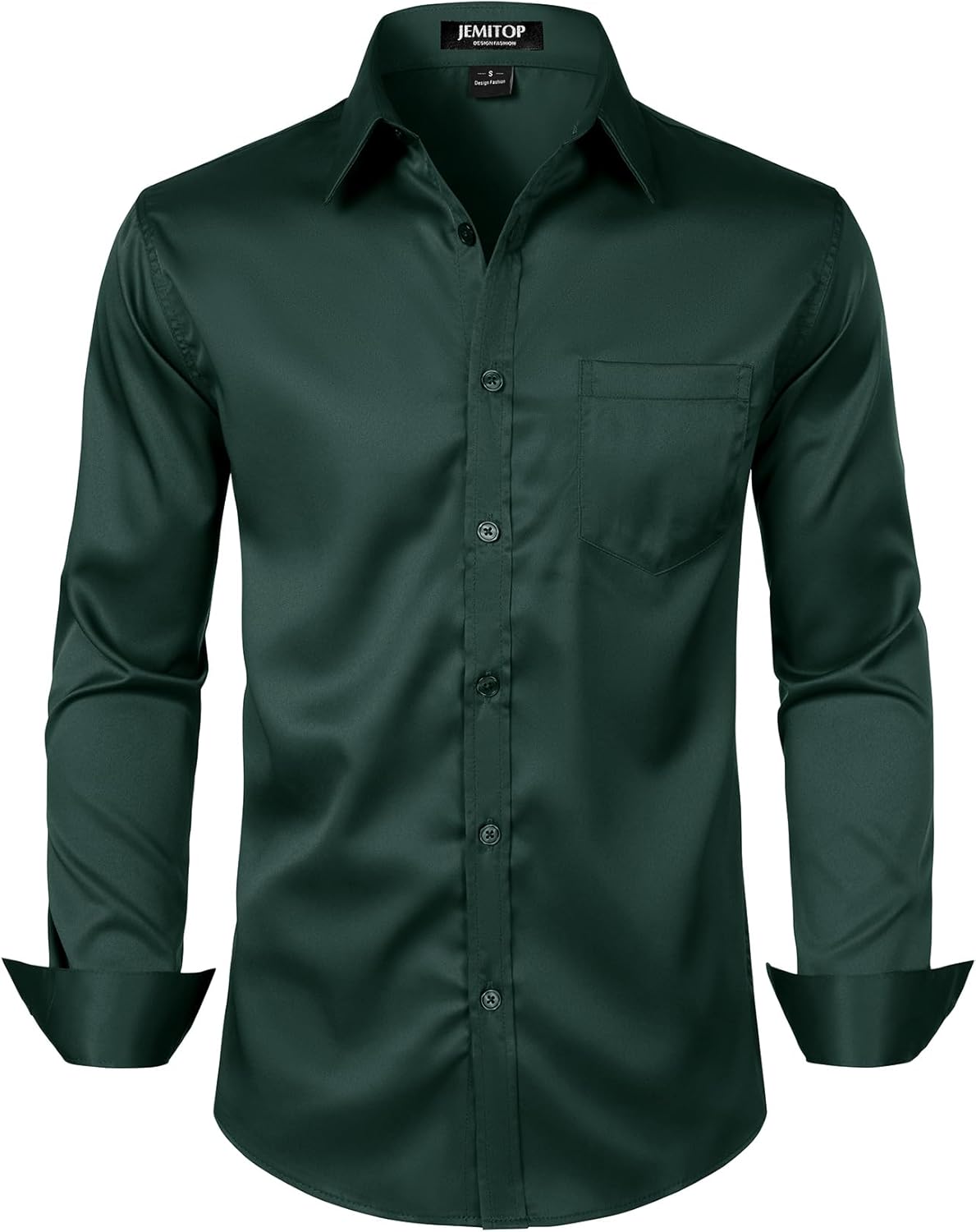 JEMITOP Men's Stretch Slim Fit Dress Shirts Formal Wedding Prom Business Long Sleeve Button Down Shirt with Pocket