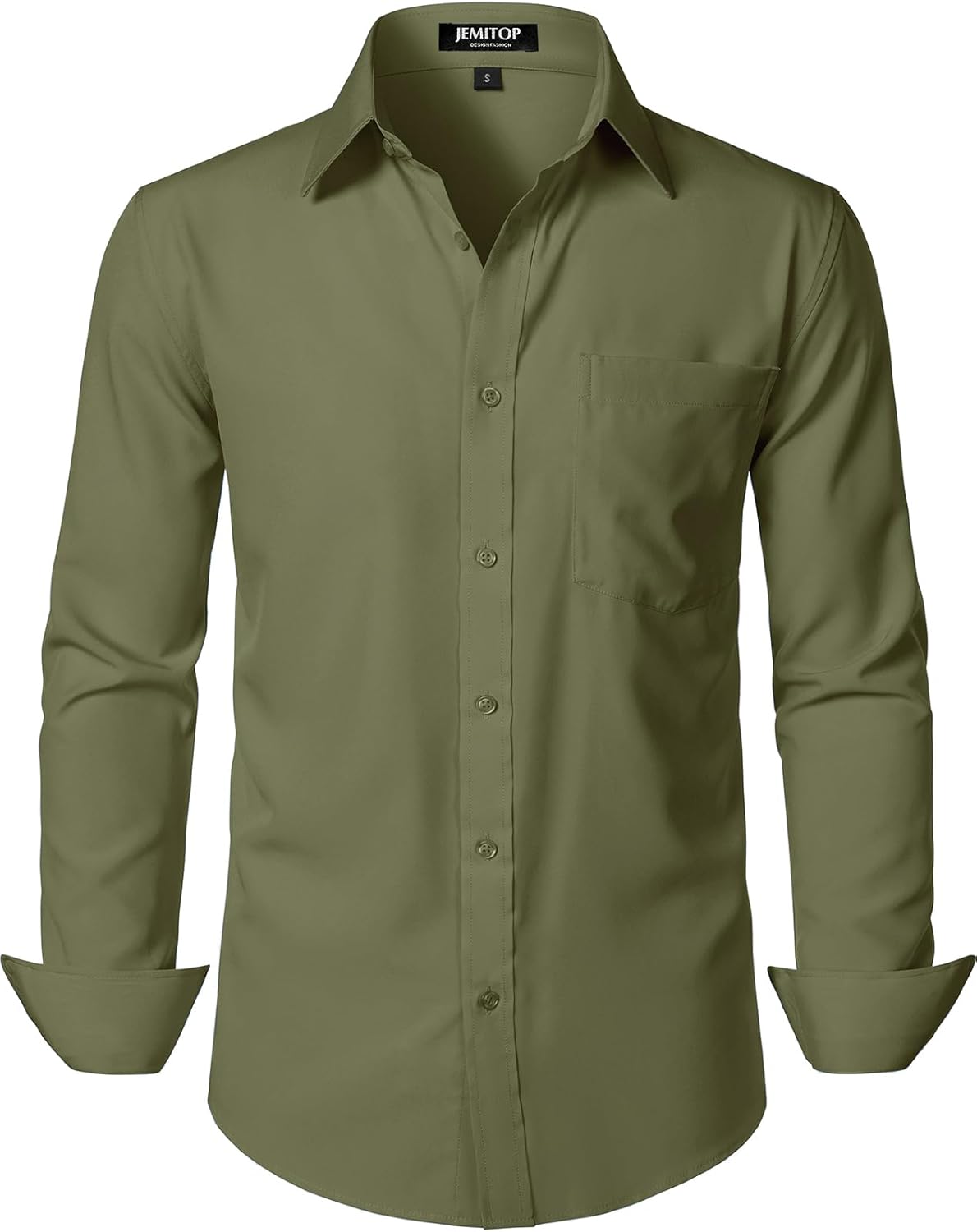 JEMITOP Men's Stretch Regular Fit Long Sleeve Dress Shirts Lightweight Business Casual Button Down Shirts with Pocket
