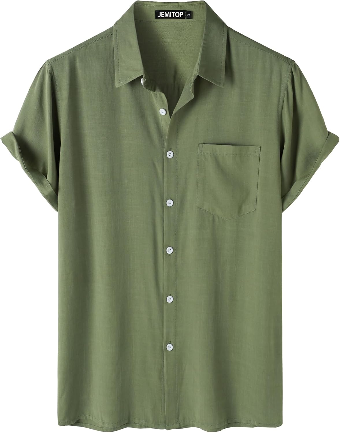JEMITOP Men's Summer Cooling Shirts Lightweight Breathable Short Sleeve Button up Shirts for Beach Vacation with Pocket