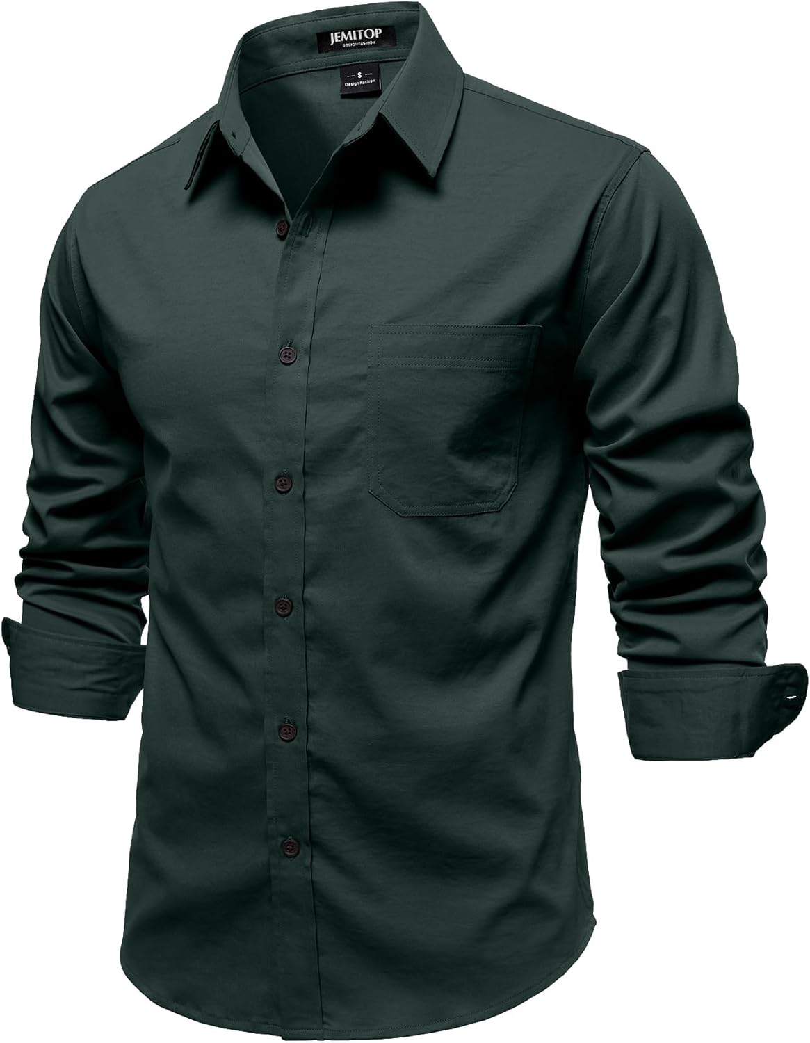 JEMITOP Mens Stretch Vintage Aged Style Shirts Casual Soft Long Sleeve Button Down Shirt with Pocket