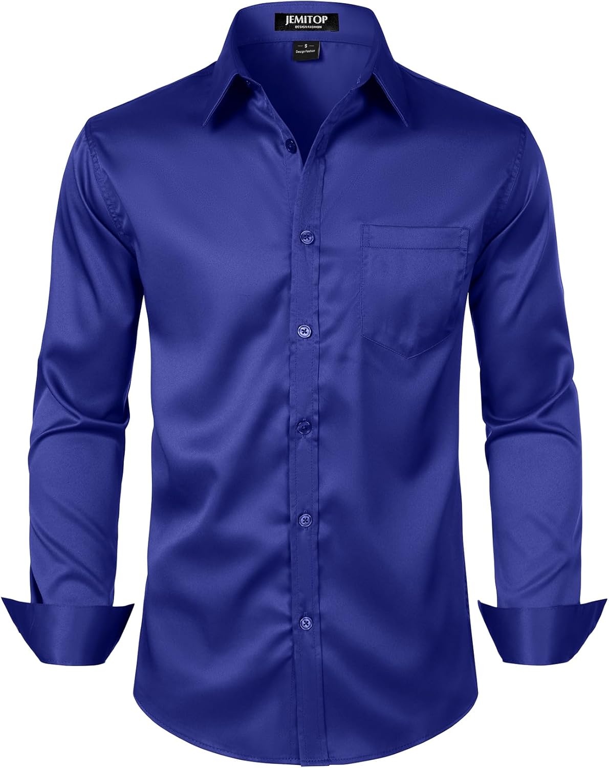 JEMITOP Men's Stretch Slim Fit Dress Shirts Formal Wedding Prom Business Long Sleeve Button Down Shirt with Pocket