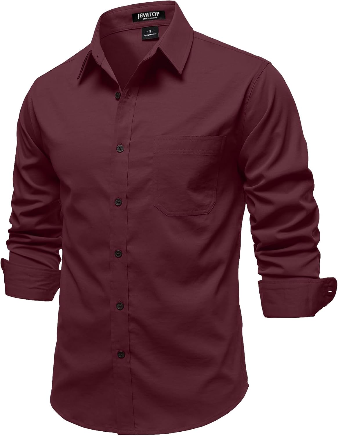 JEMITOP Mens Stretch Vintage Aged Style Shirts Casual Soft Long Sleeve Button Down Shirt with Pocket