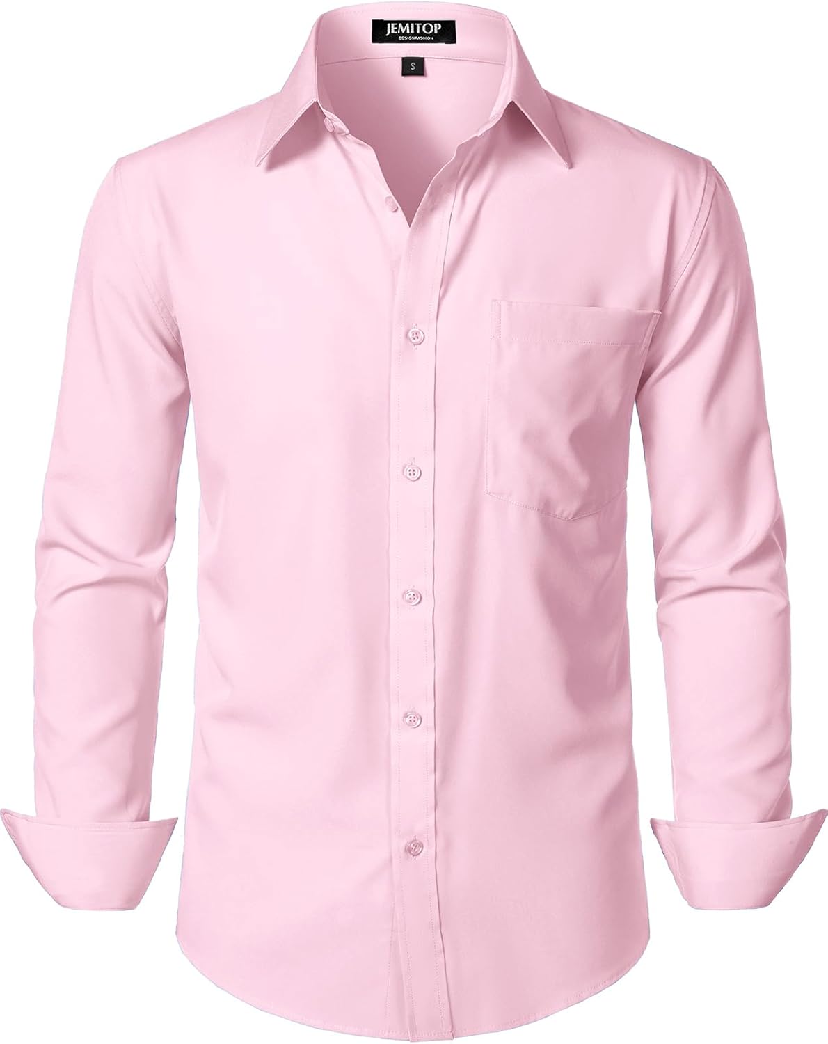 JEMITOP Men's Stretch Regular Fit Long Sleeve Dress Shirts Lightweight Business Casual Button Down Shirts with Pocket